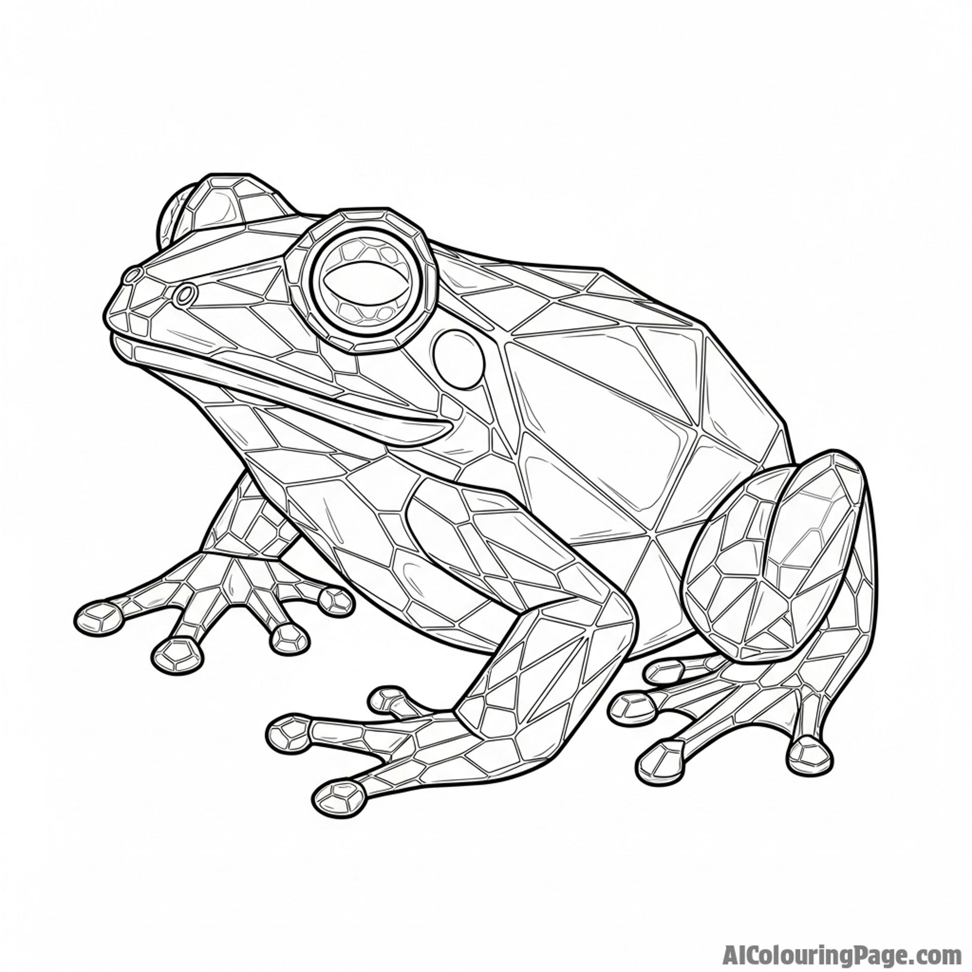 A frog made of shimmering crystal, refracting light.