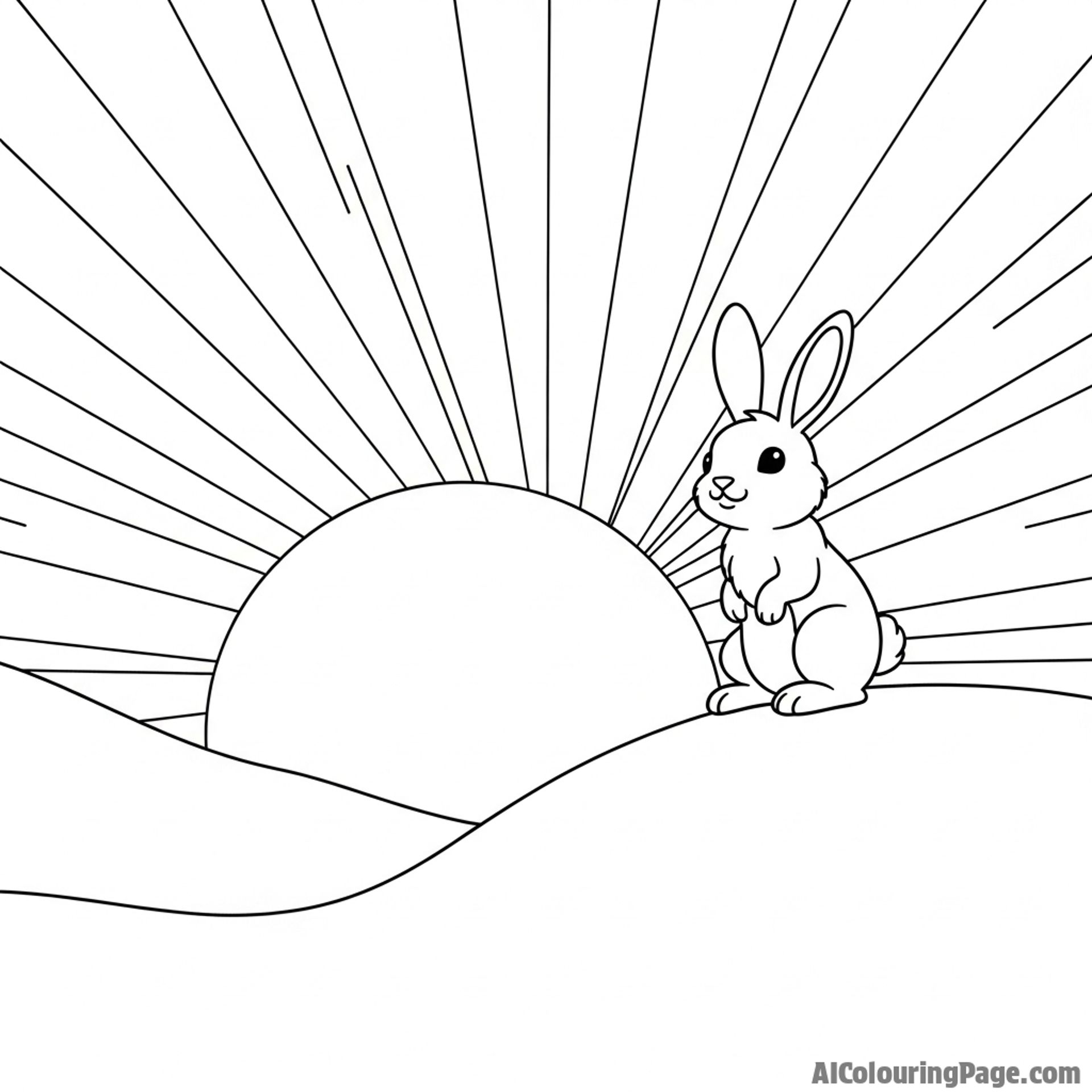 A silhouette of a rabbit on a hilltop against a dramatic sunset.