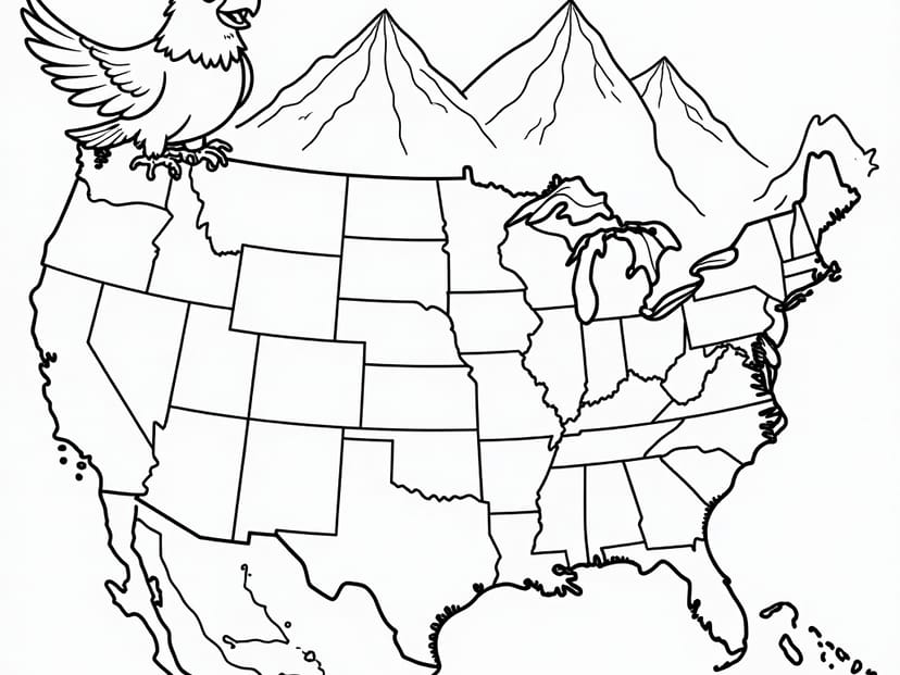Free US Map Coloring Pages – free printable coloring page