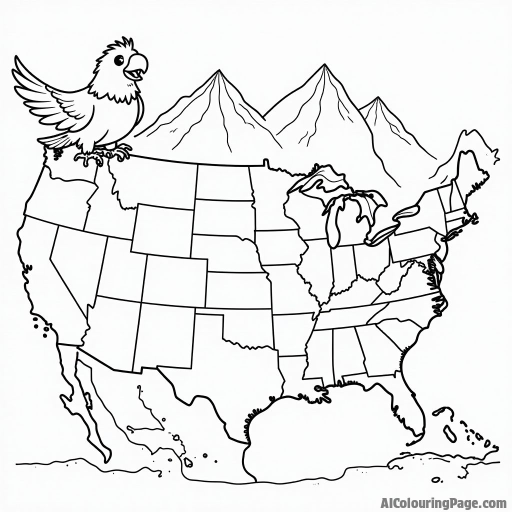 Free US Map Coloring Pages – free printable geography and landscape coloring sheets