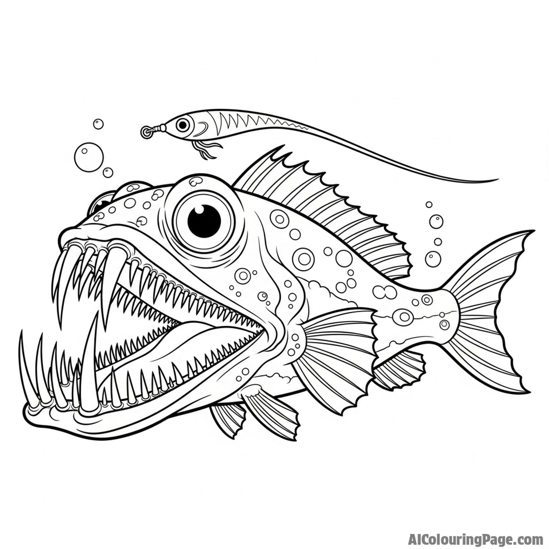 A deep-sea viperfish with enormous, fang-like teeth.