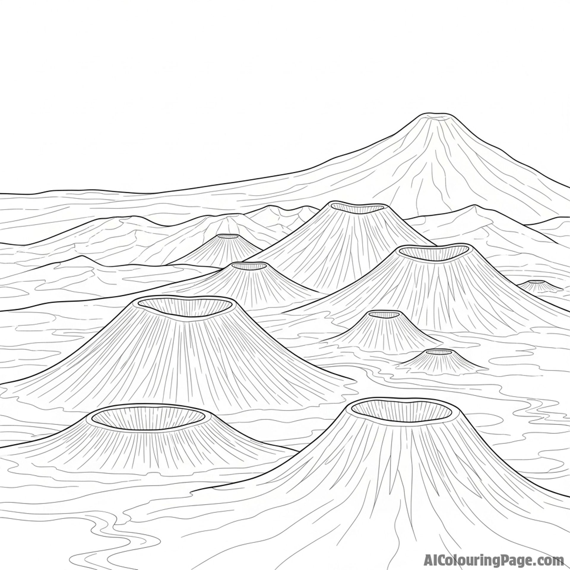 A landscape shaped by multiple volcanic eruptions over time.