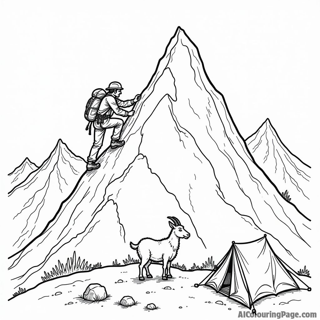 Free Mountain climber Coloring Pages – free printable adventure and explorer coloring pages