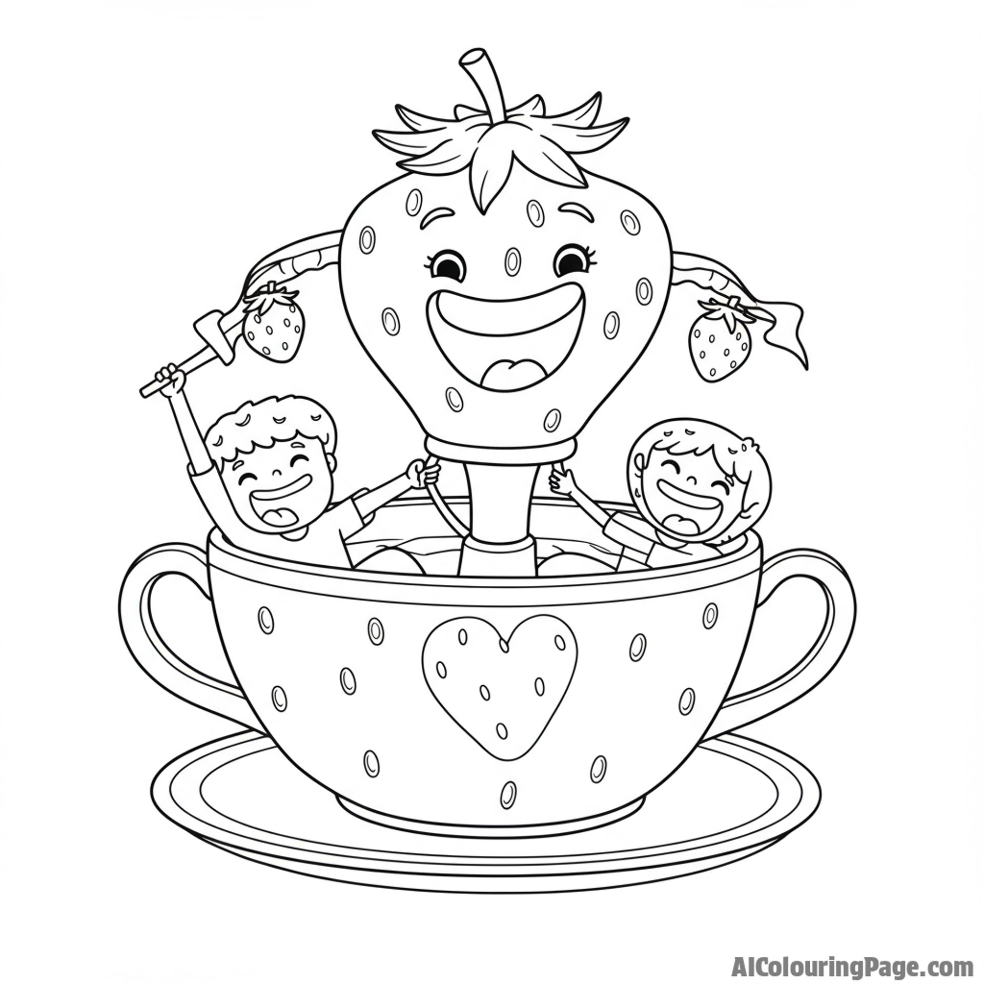 strawberry teacup ride, joyful screams