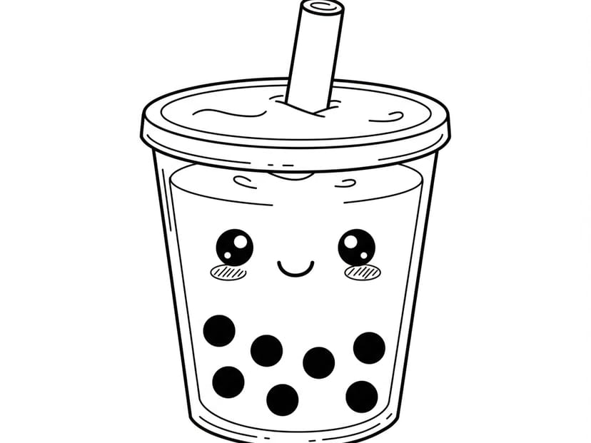 Free Kawaii Boba Coloring Pages – free printable coloring page