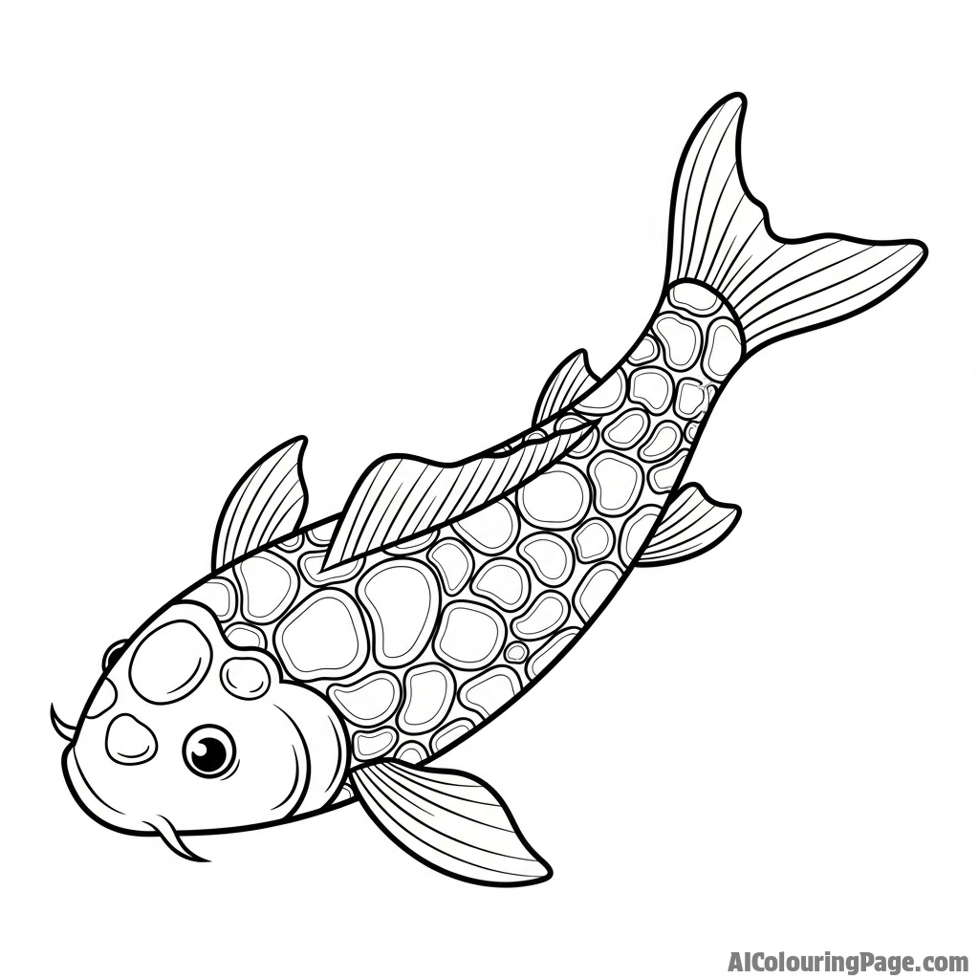 A koi fish whose scales have the texture and pattern of polished, smooth stones.