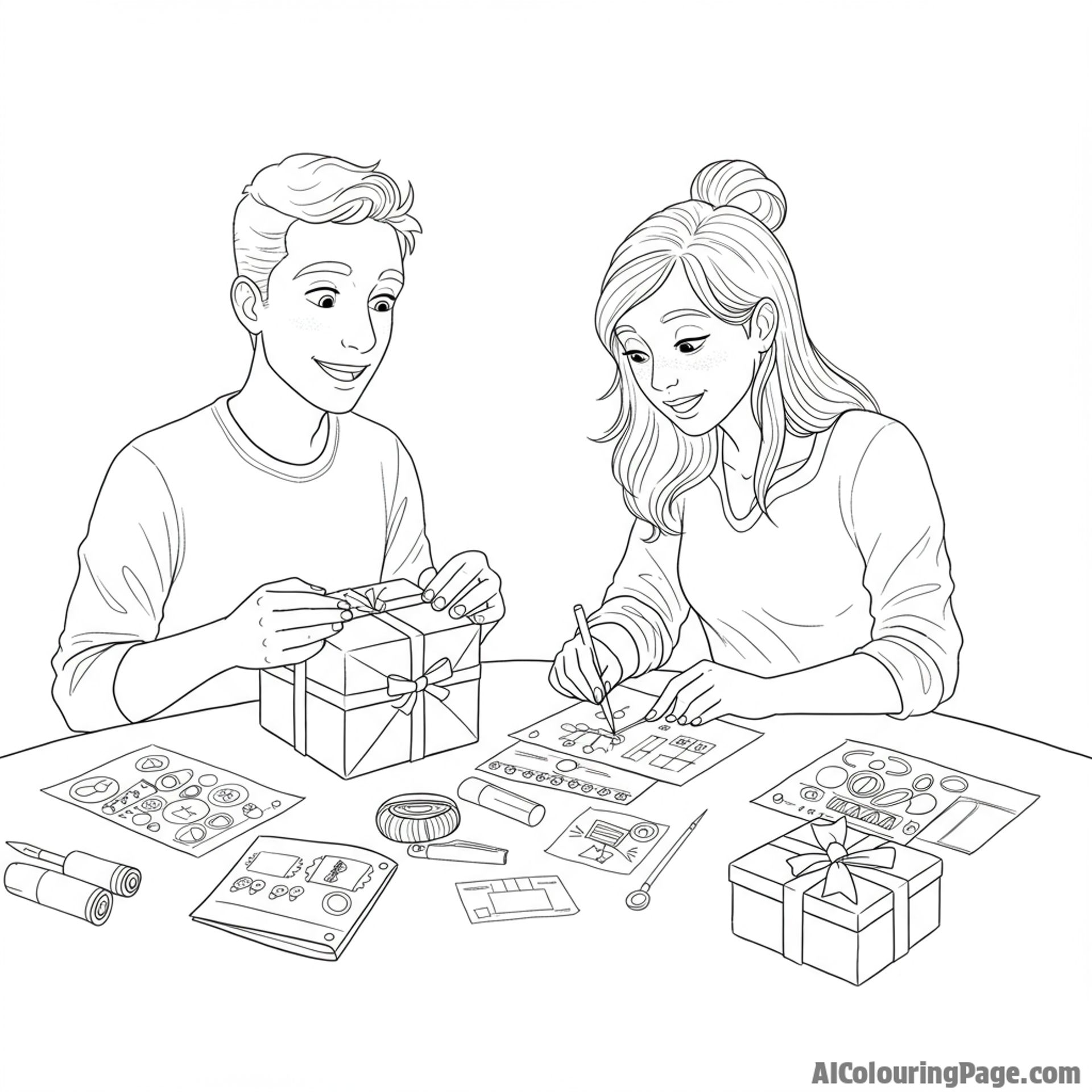 Friends crafting personalized gifts for each other, thoughtful and caring.