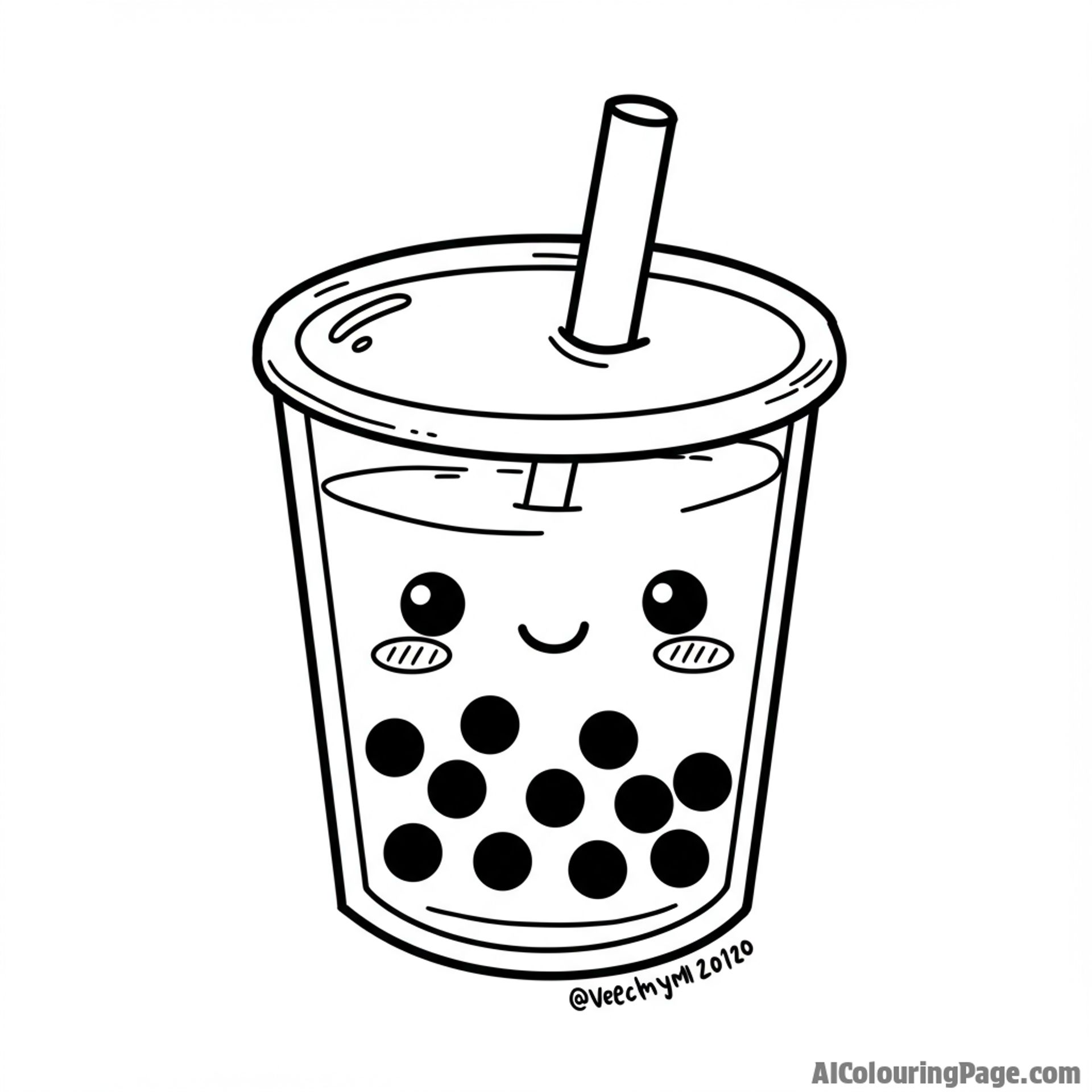 A sweet boba sticker design with rounded edges.