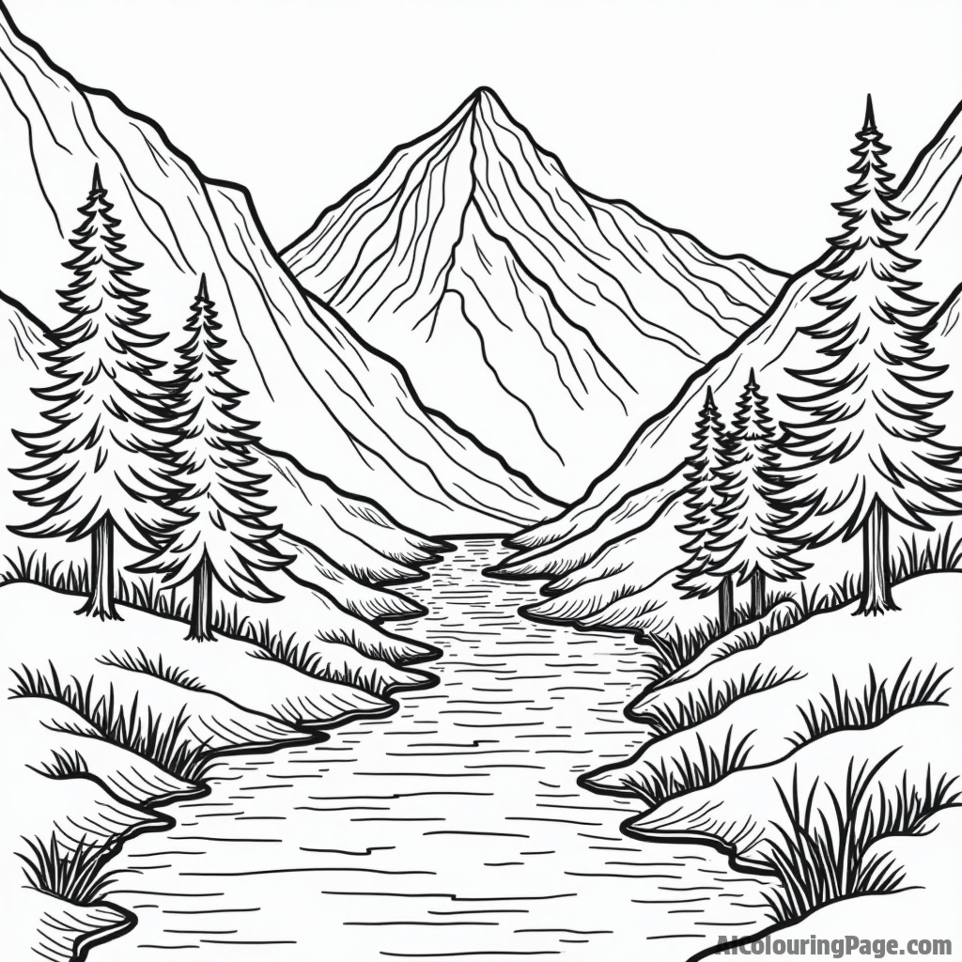 A hidden mountain valley with a crystal-clear river flowing through it.