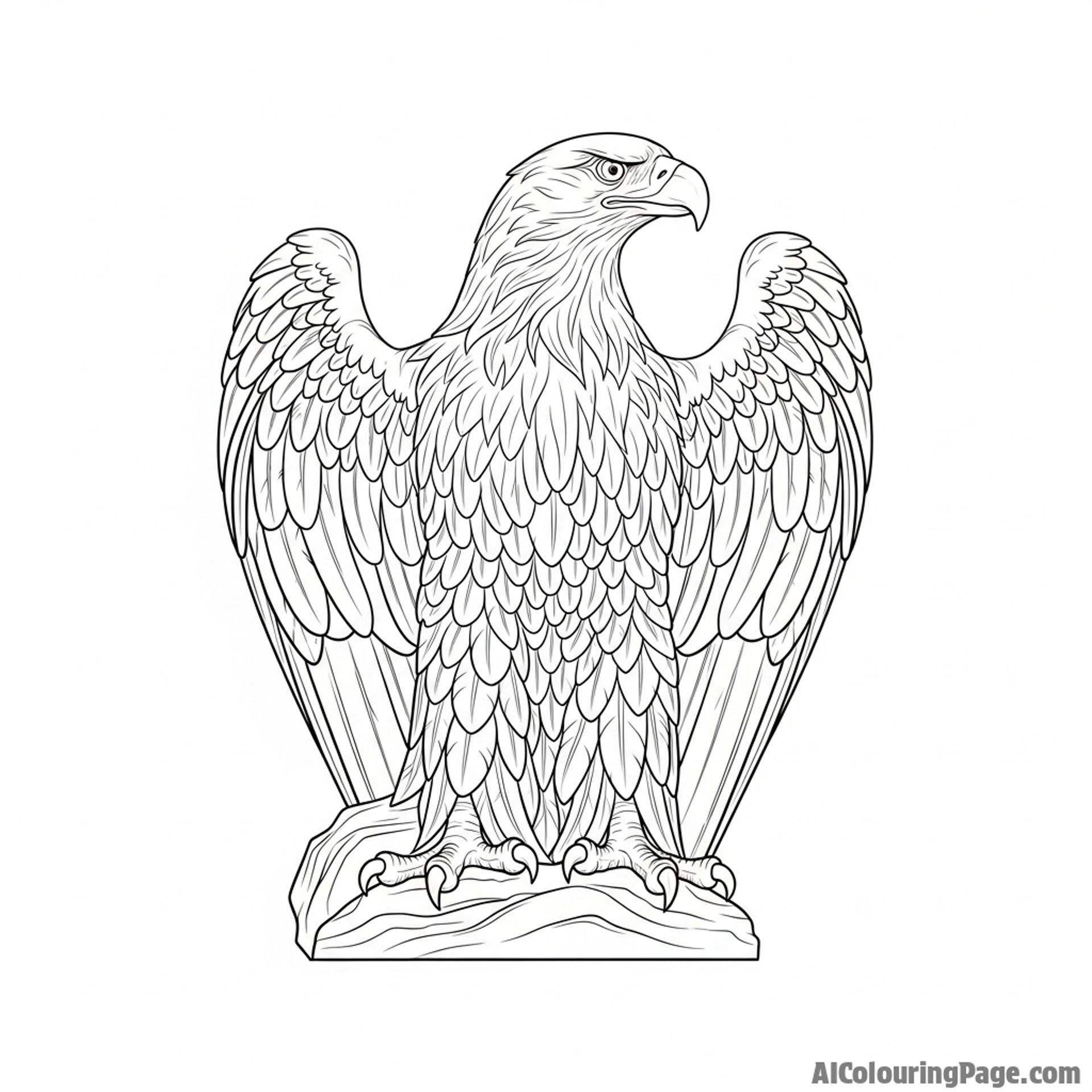 Eagle statue, monumental and powerful.