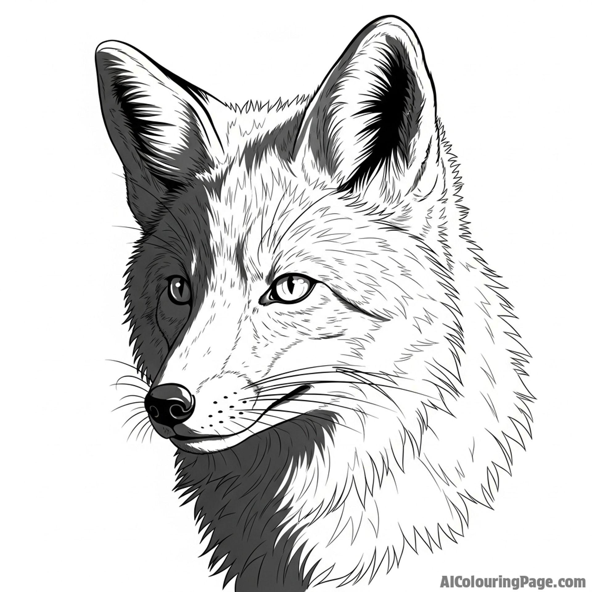 A chiaroscuro portrait of a fox, with dramatic light and deep shadows.