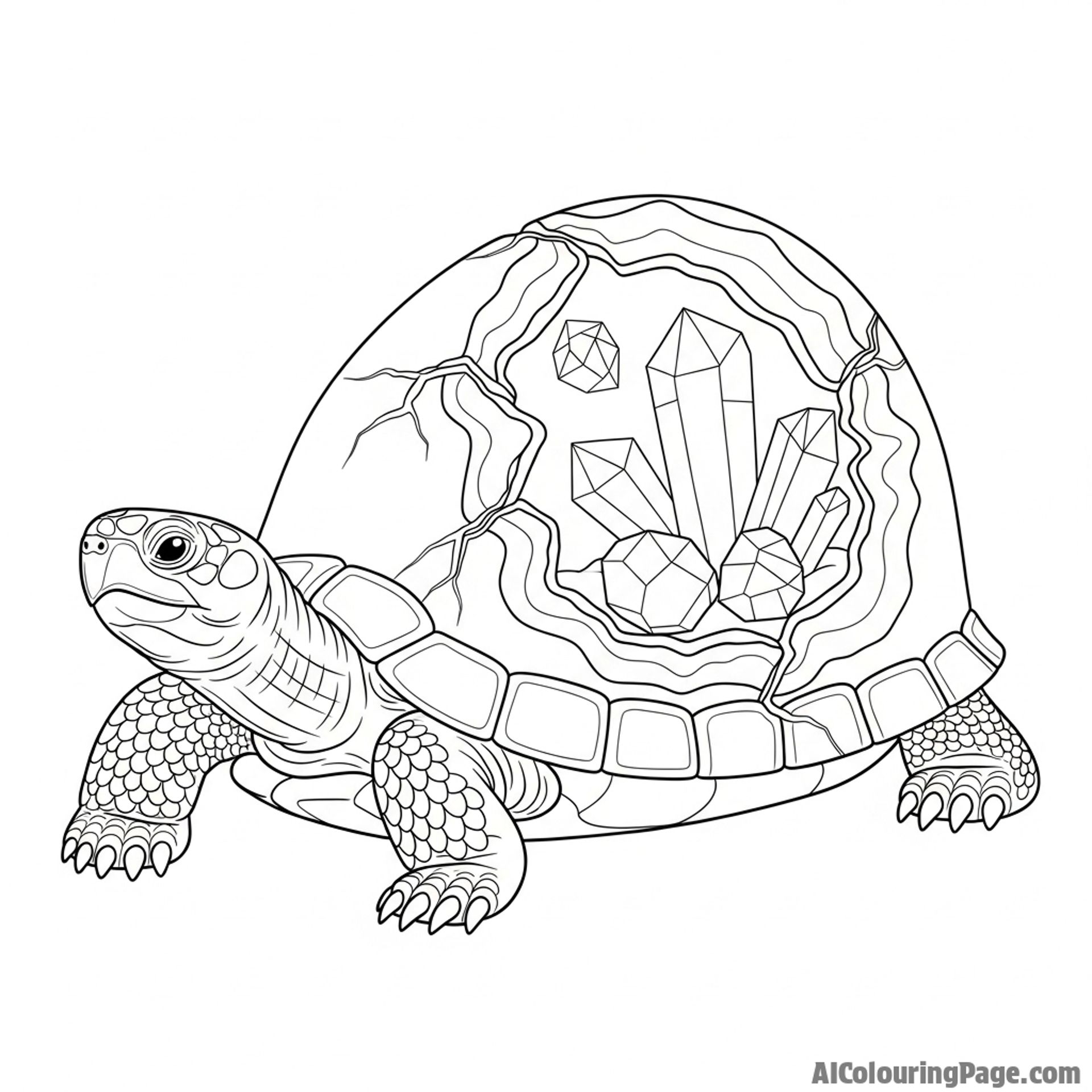A turtle with a shell that looks like a geode, cracked open to reveal crystals.