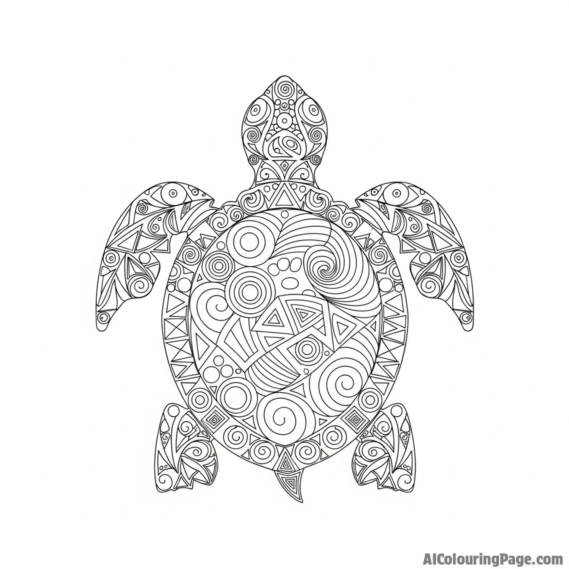 An abstract representation of a turtle, formed from swirling lines and geometric shapes.