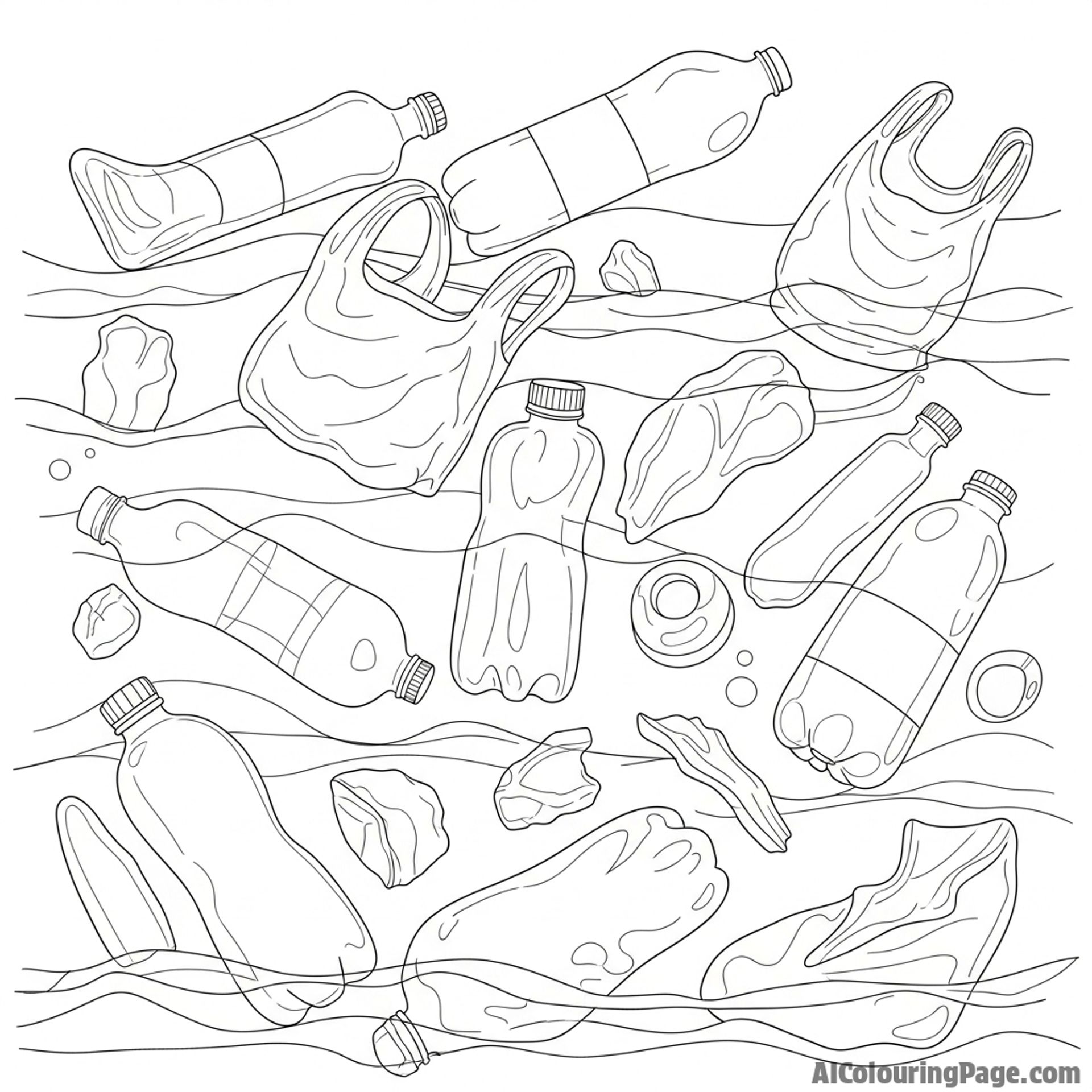 Ocean plastic waste floating on the surface.