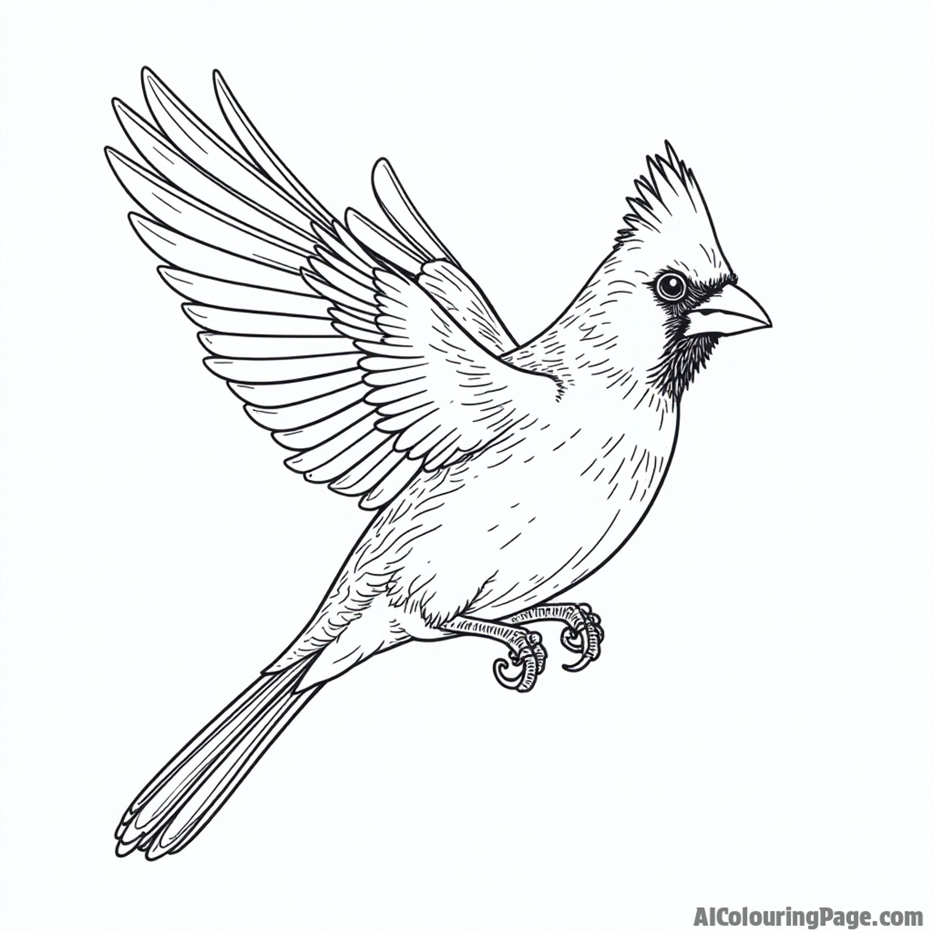 A young cardinal learning to fly from its parent, set against a bright blue sky for an uplifting coloring experience.