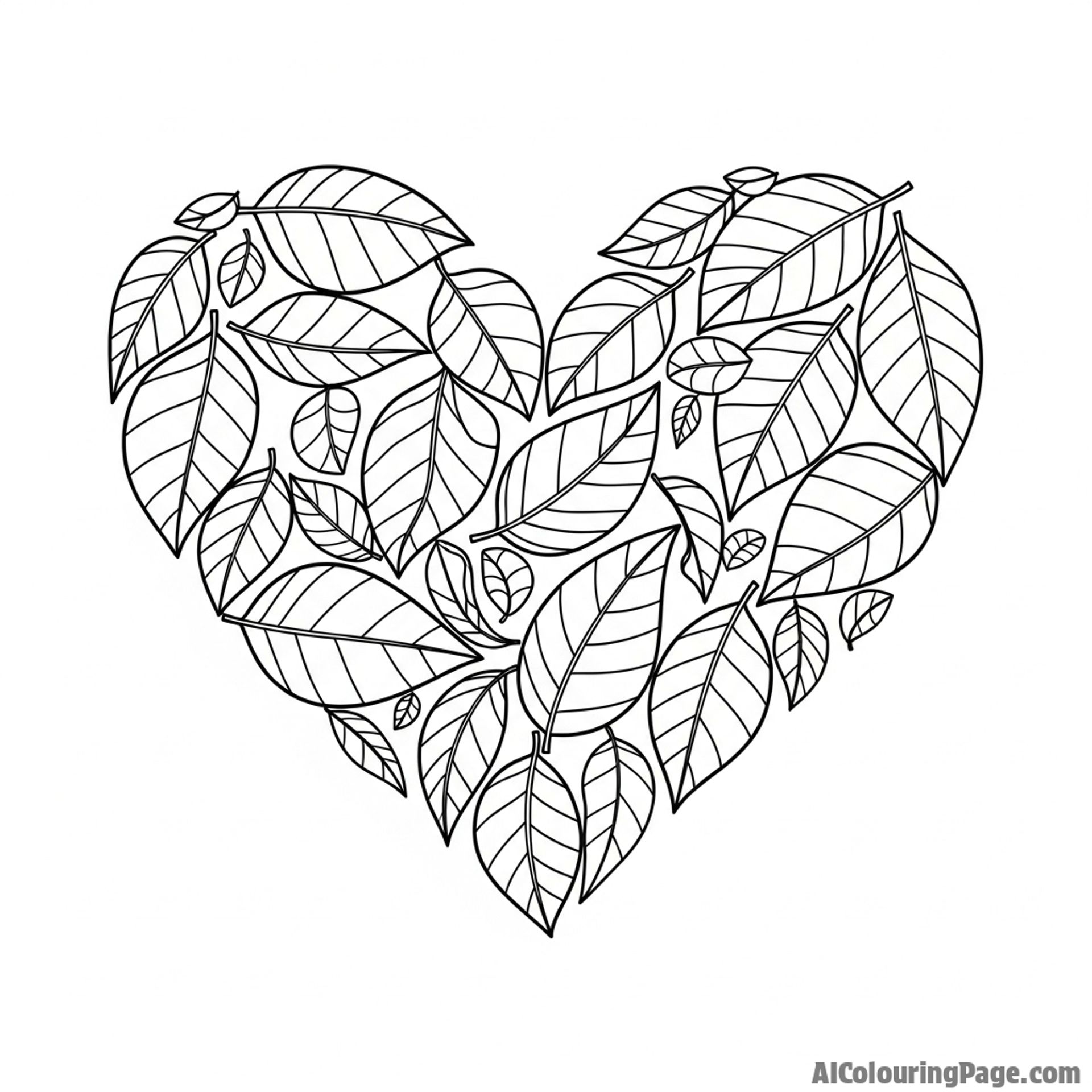 Leaves arranged to form a heart shape on the ground.