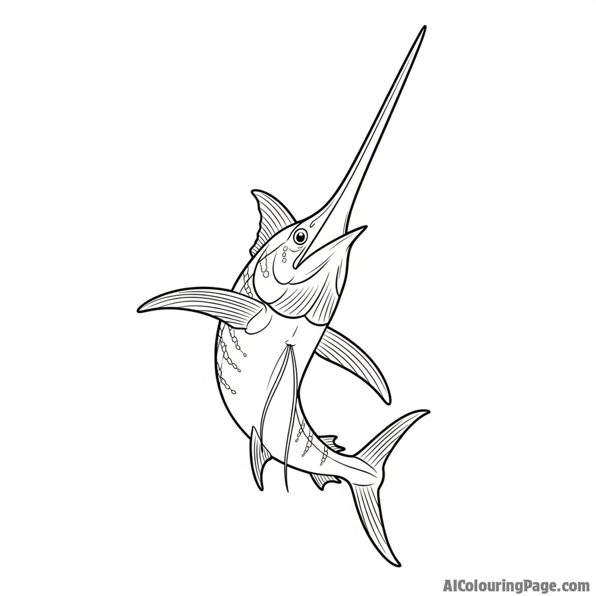 A swordfish, its long, sharp bill piercing the air.