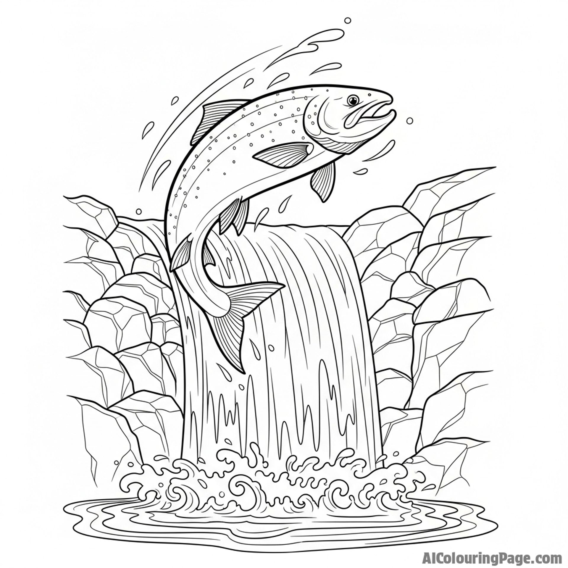 A fish leaping up a waterfall, a testament to perseverance.