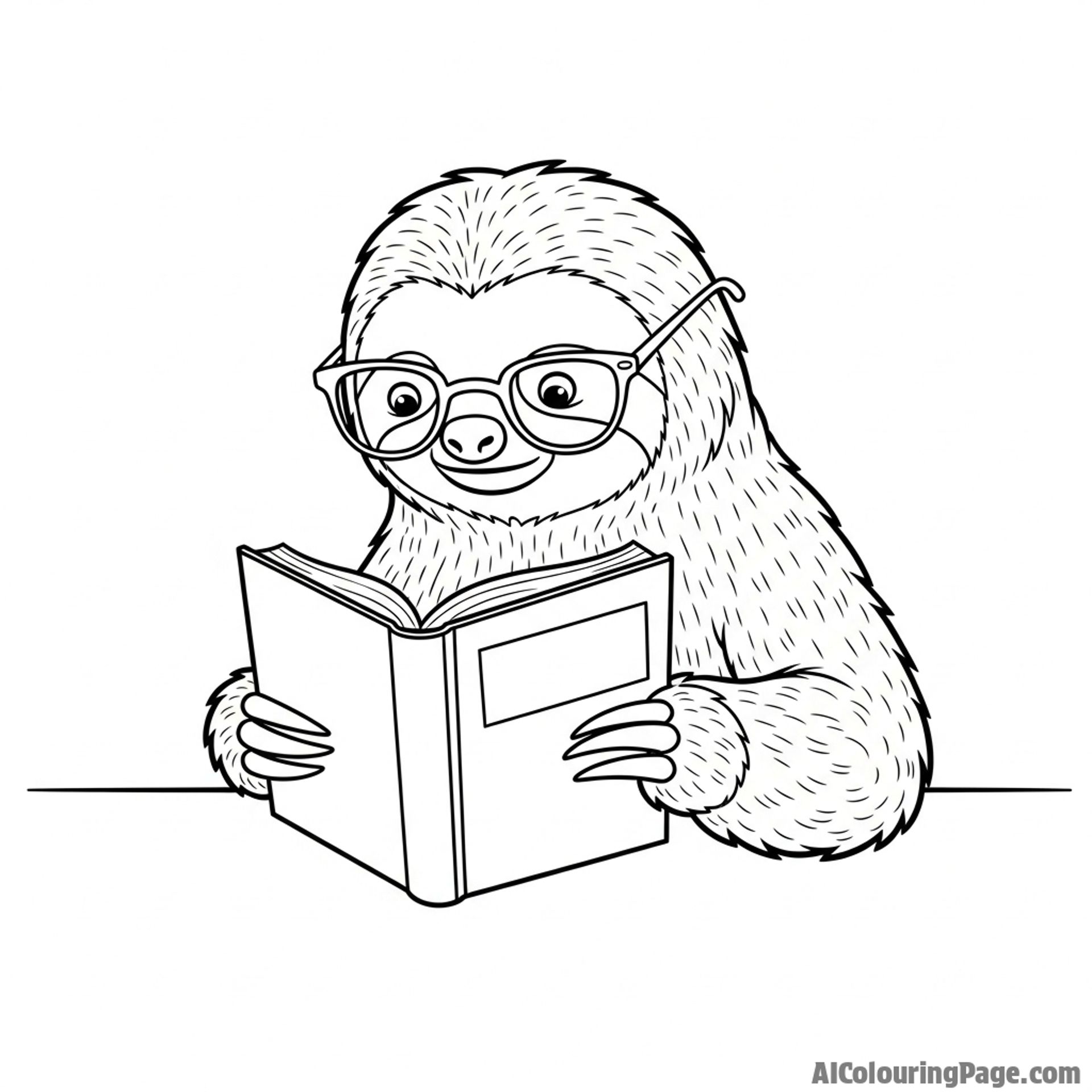 A sloth wearing spectacles, looking very studious.
