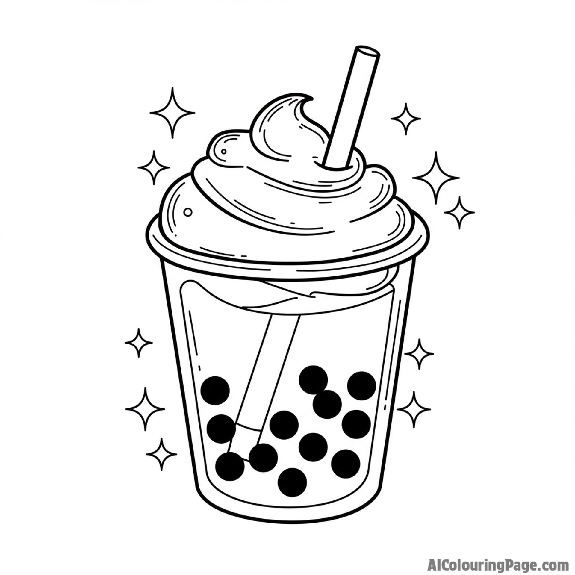 A delightful boba surrounded by sparkling effects.
