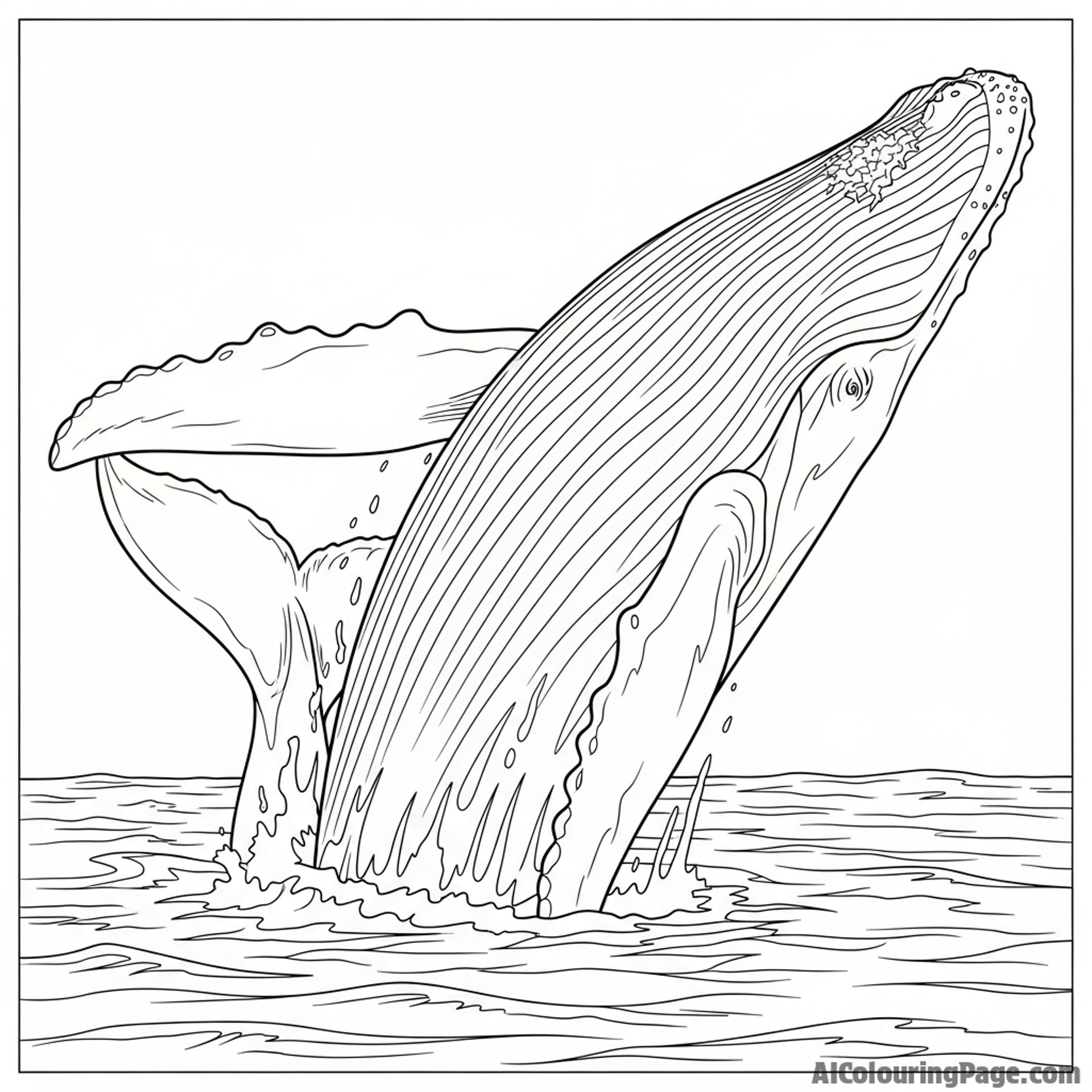 A massive humpback whale breaching the surface of the ocean.