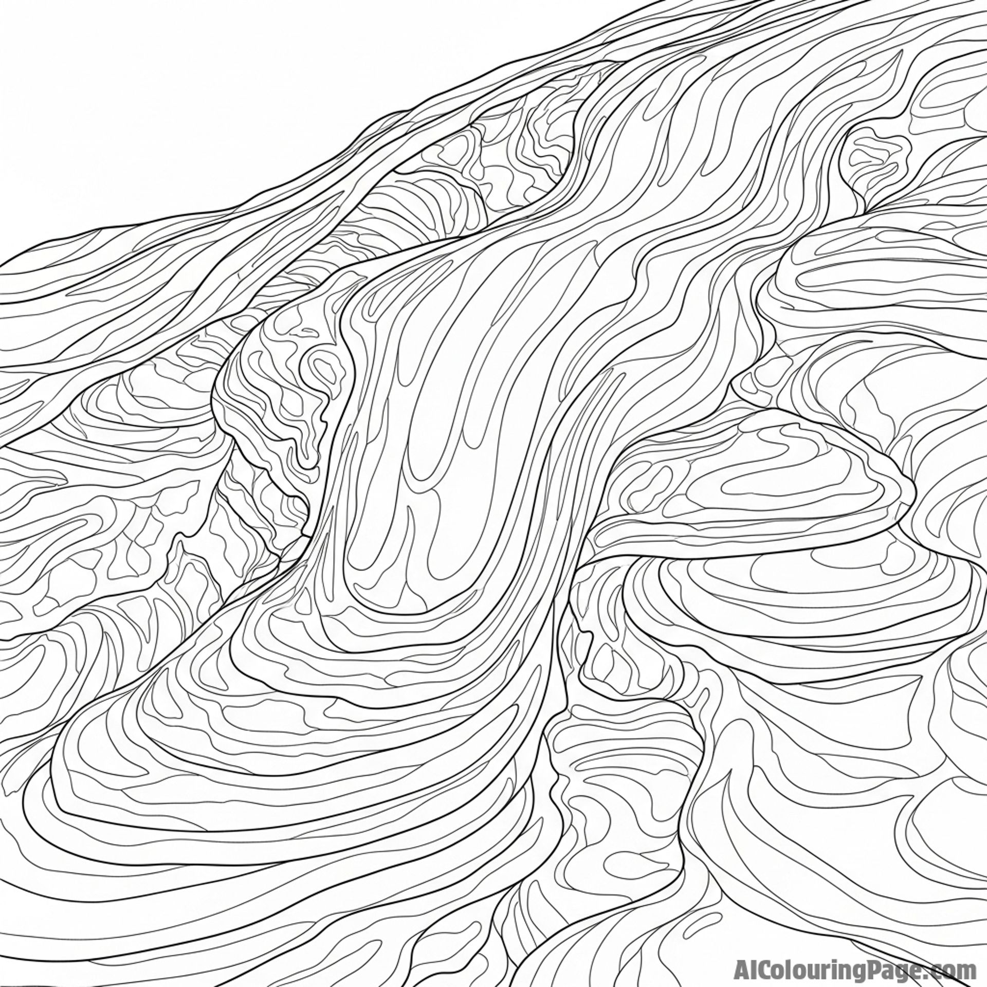 Pahoehoe lava flow with smooth, ropy surface.