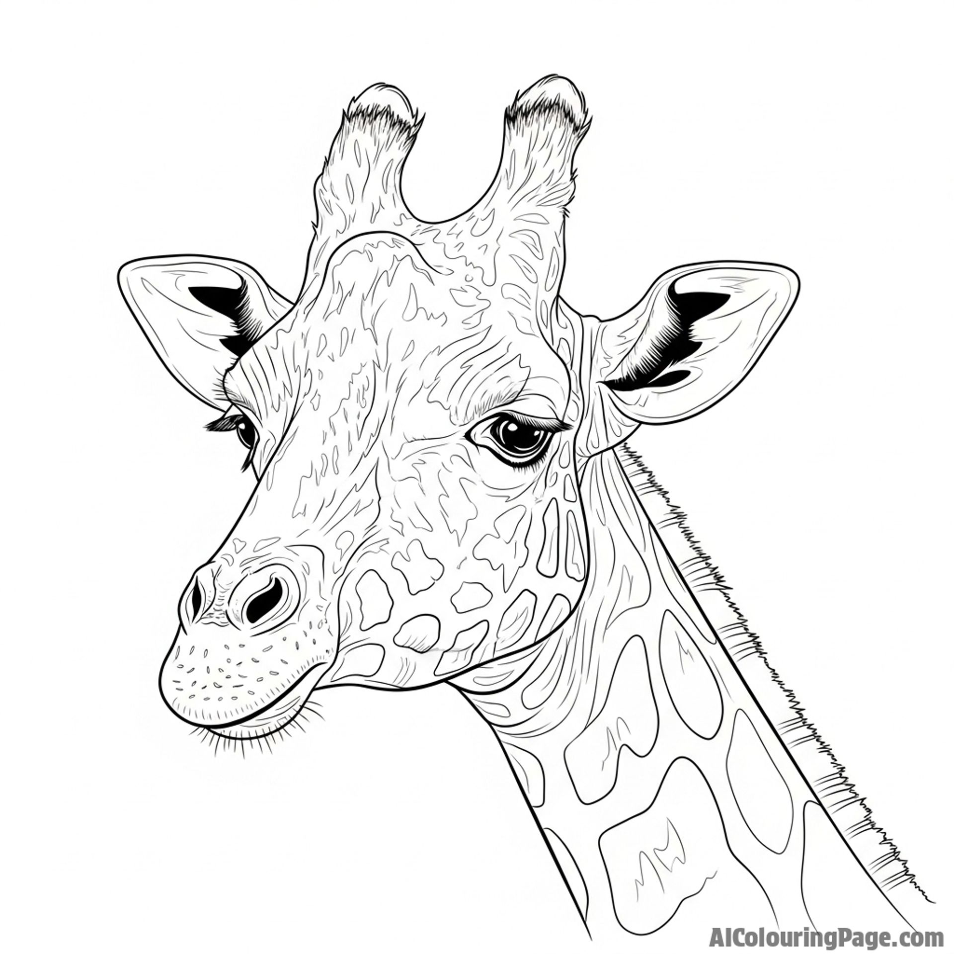 A classical oil painting capturing the gentle, soulful expression of a giraffe.