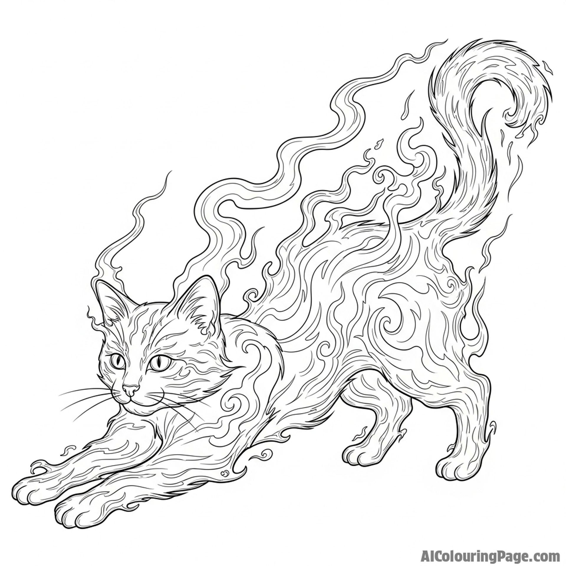A cat made from smoke, its form wispy and ephemeral.