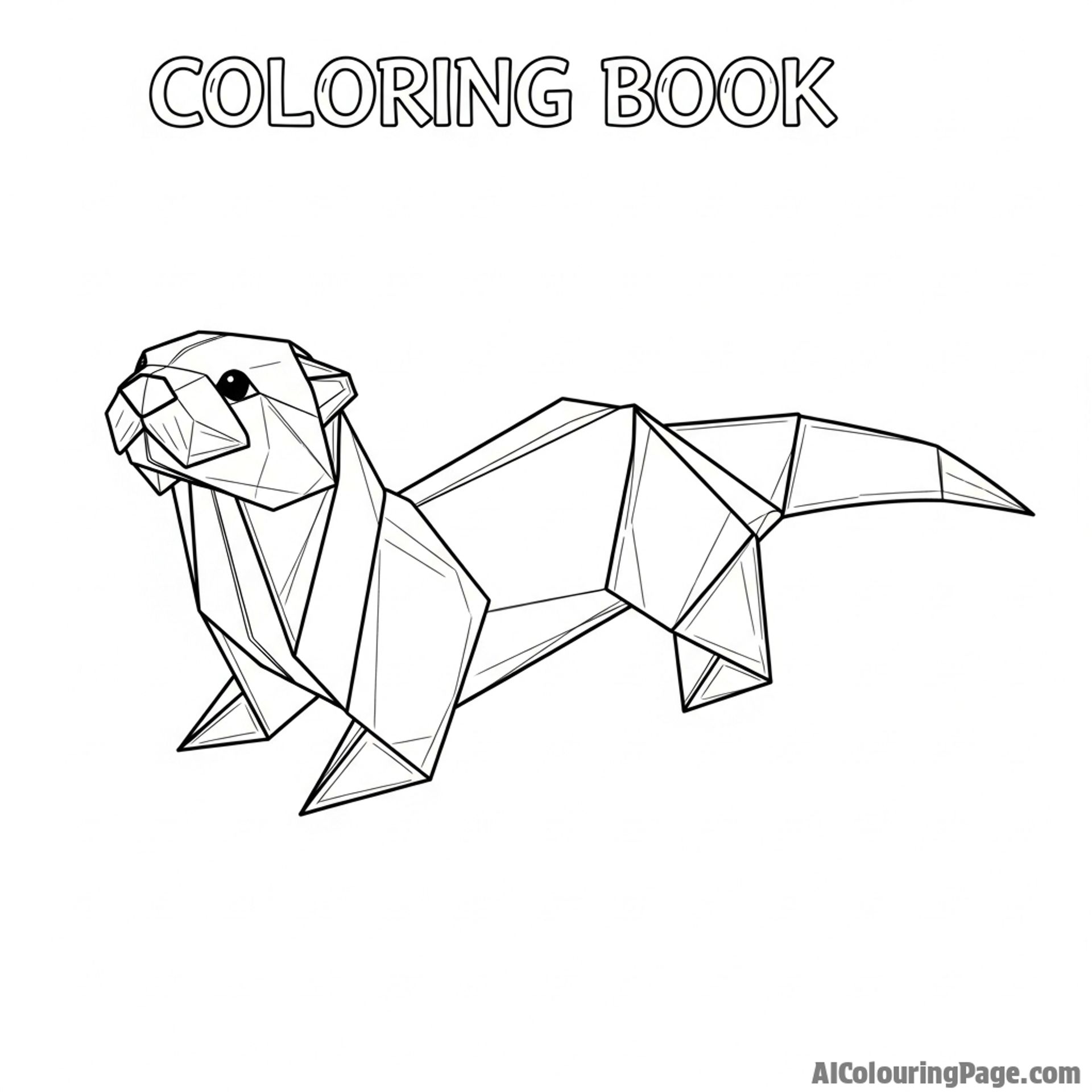 An intricate origami otter crafted from a single sheet of paper.