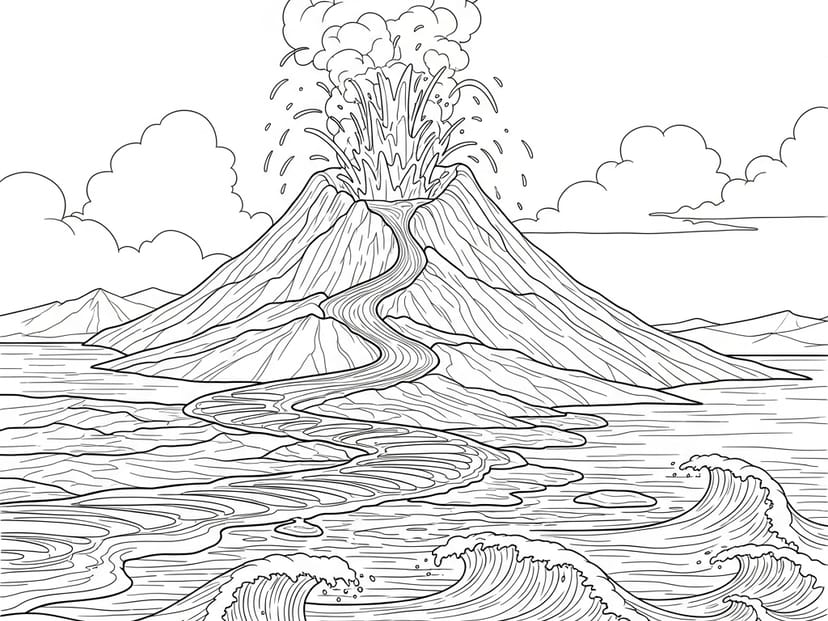 Free Volcano  Coloring Pages – free printable coloring page