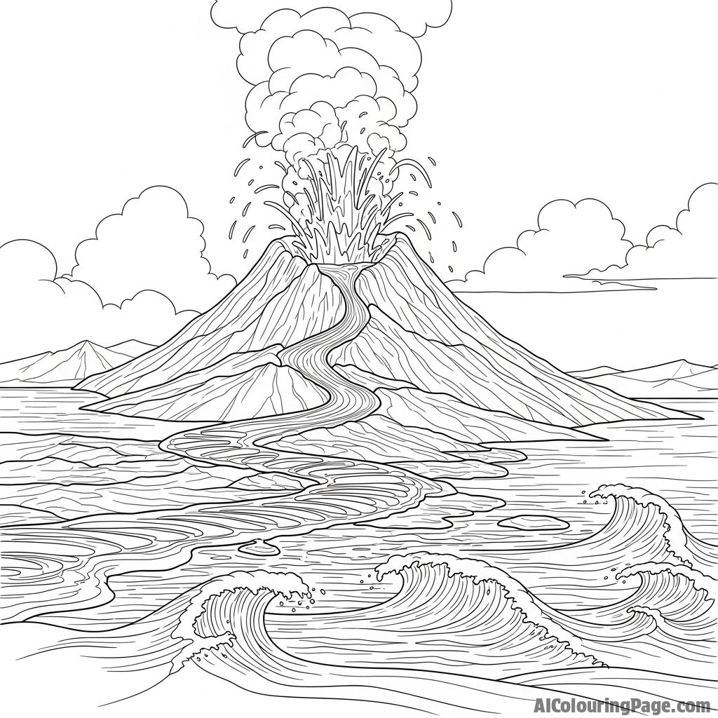 Free Volcano  Coloring Pages – free printable nature and landscapes coloring pages