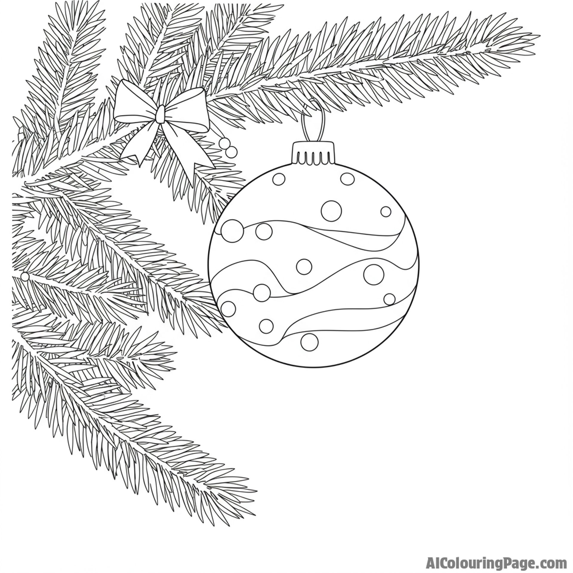 Ornament reflecting light in a fir tree, festive season represented.