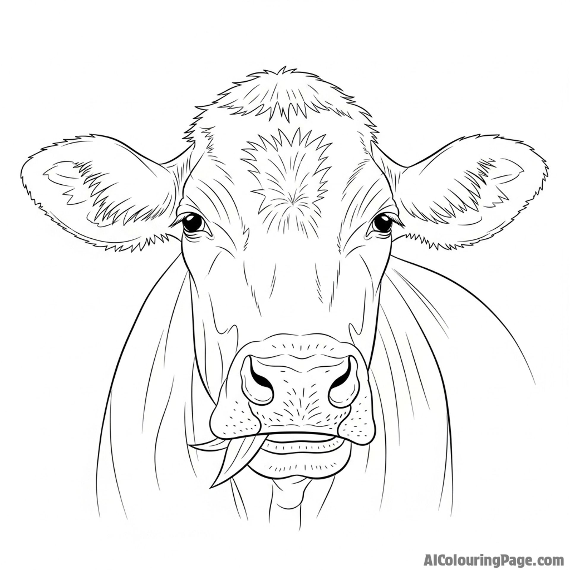 A close-up of a cow chewing its cud, meditative expression, shallow depth of field.