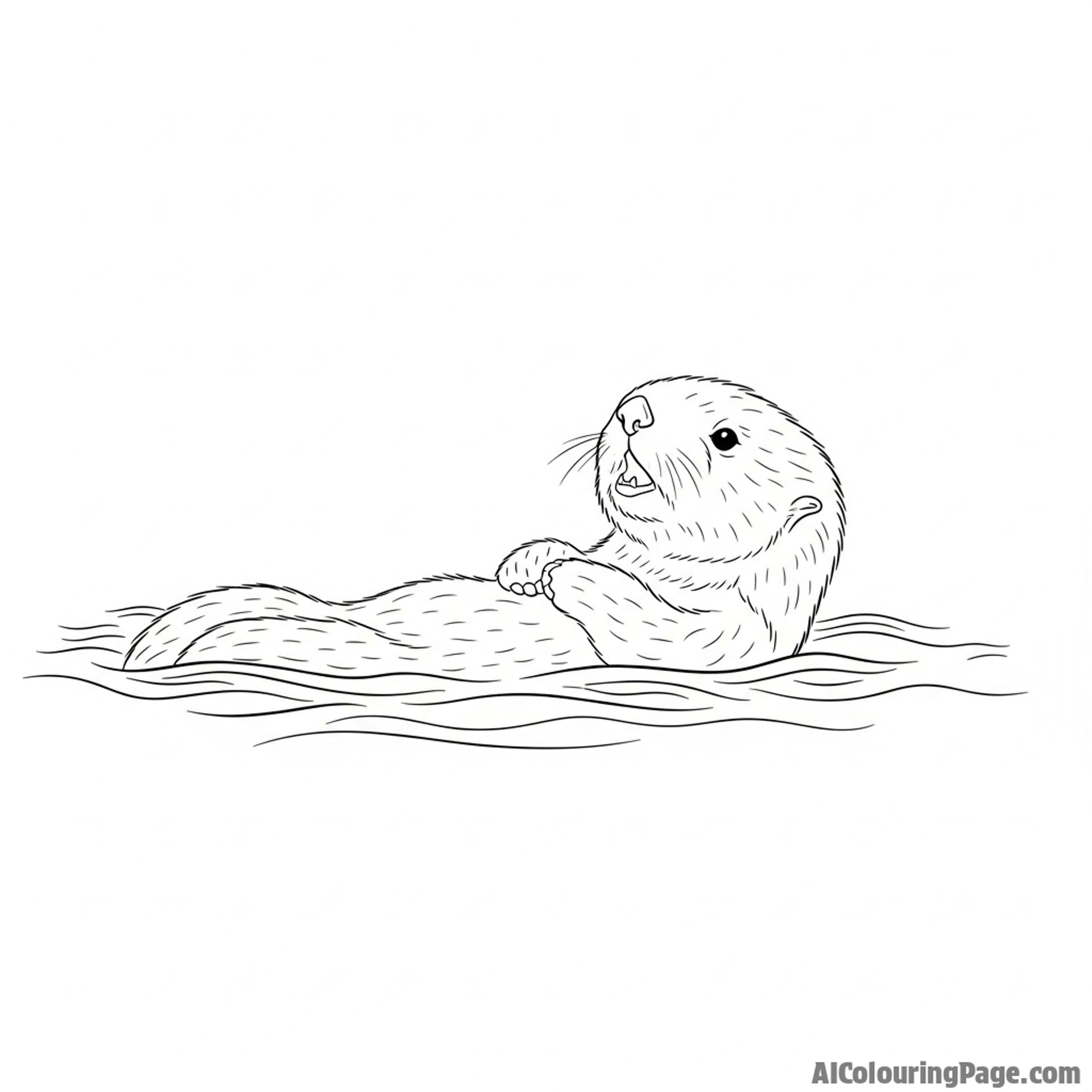 A sea otter pup floating alone on the waves, calling out.