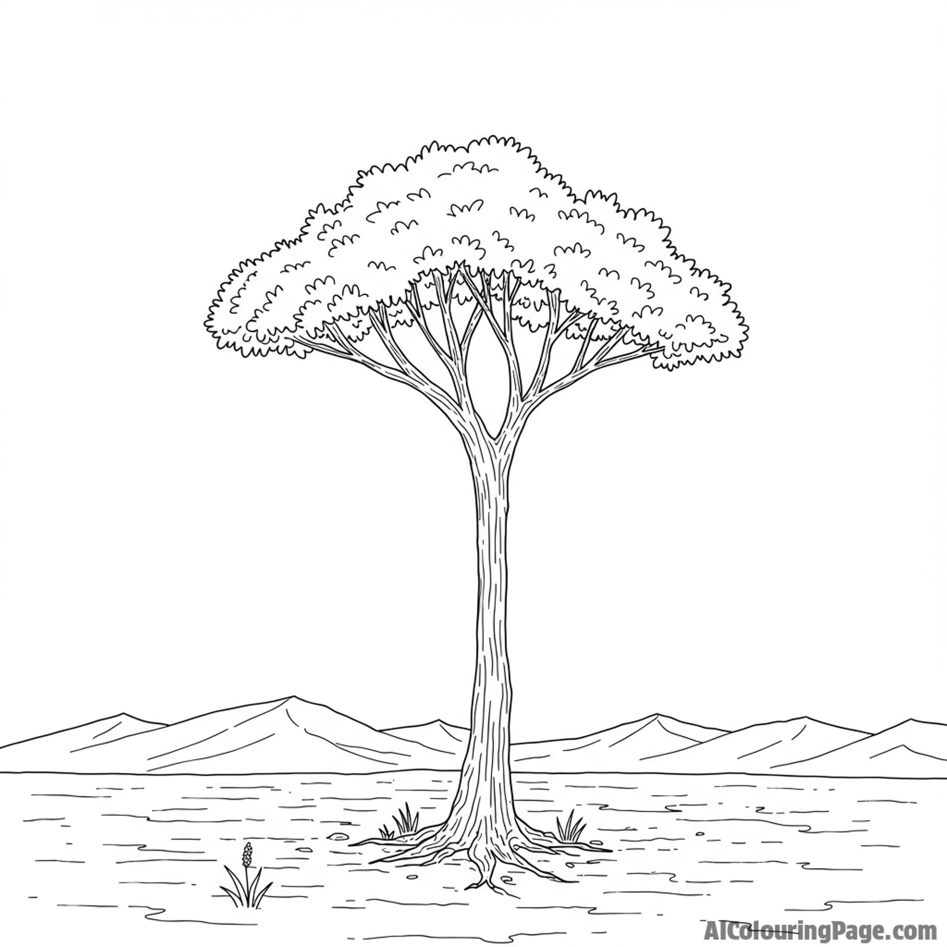 A single tree standing tall in a barren landscape, symbol of resilience.