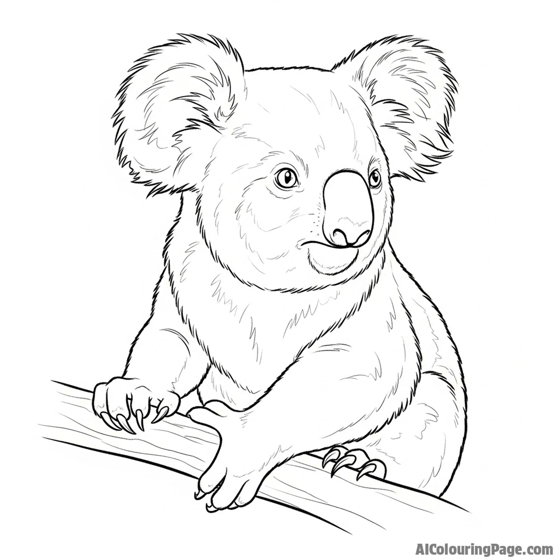 A charcoal sketch capturing the pensive expression of a koala.