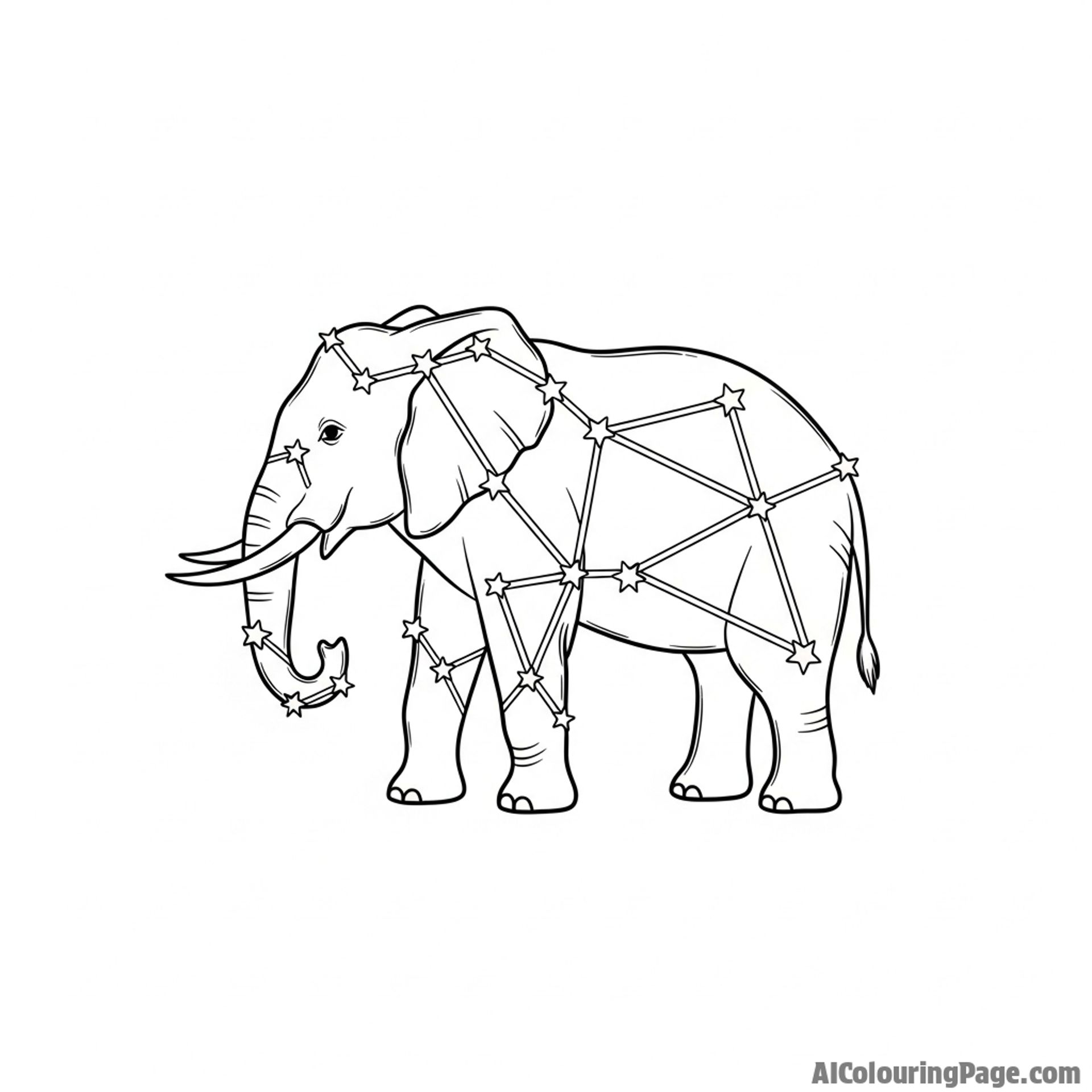 An elephant-shaped constellation shining brightly in the night sky.