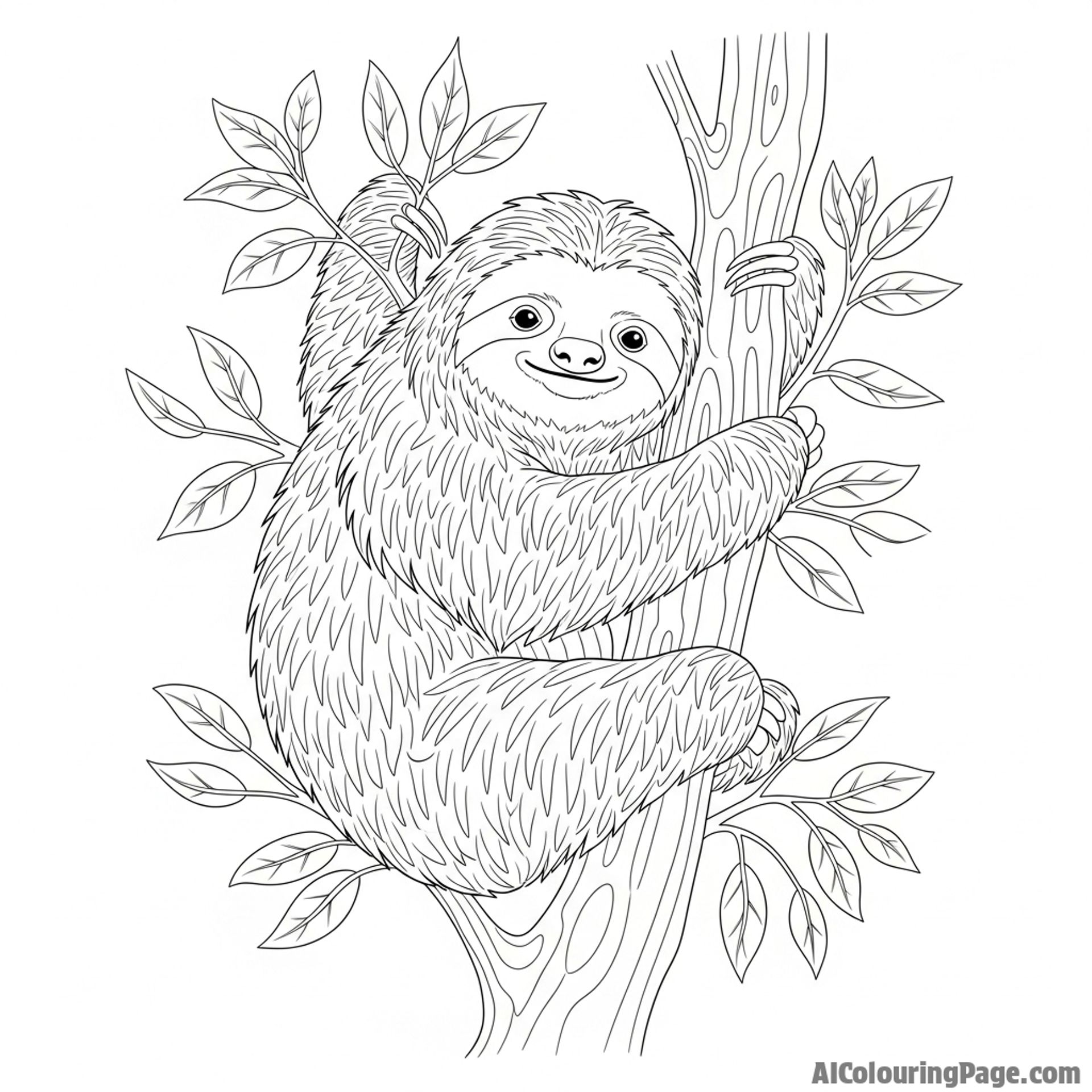 A sloth slowly making its way through the branches, its movements deliberate.