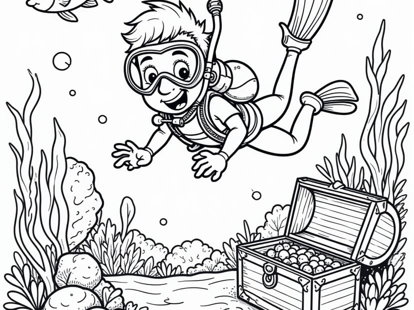 Free Underwater adventure Coloring Pages – free printable coloring page
