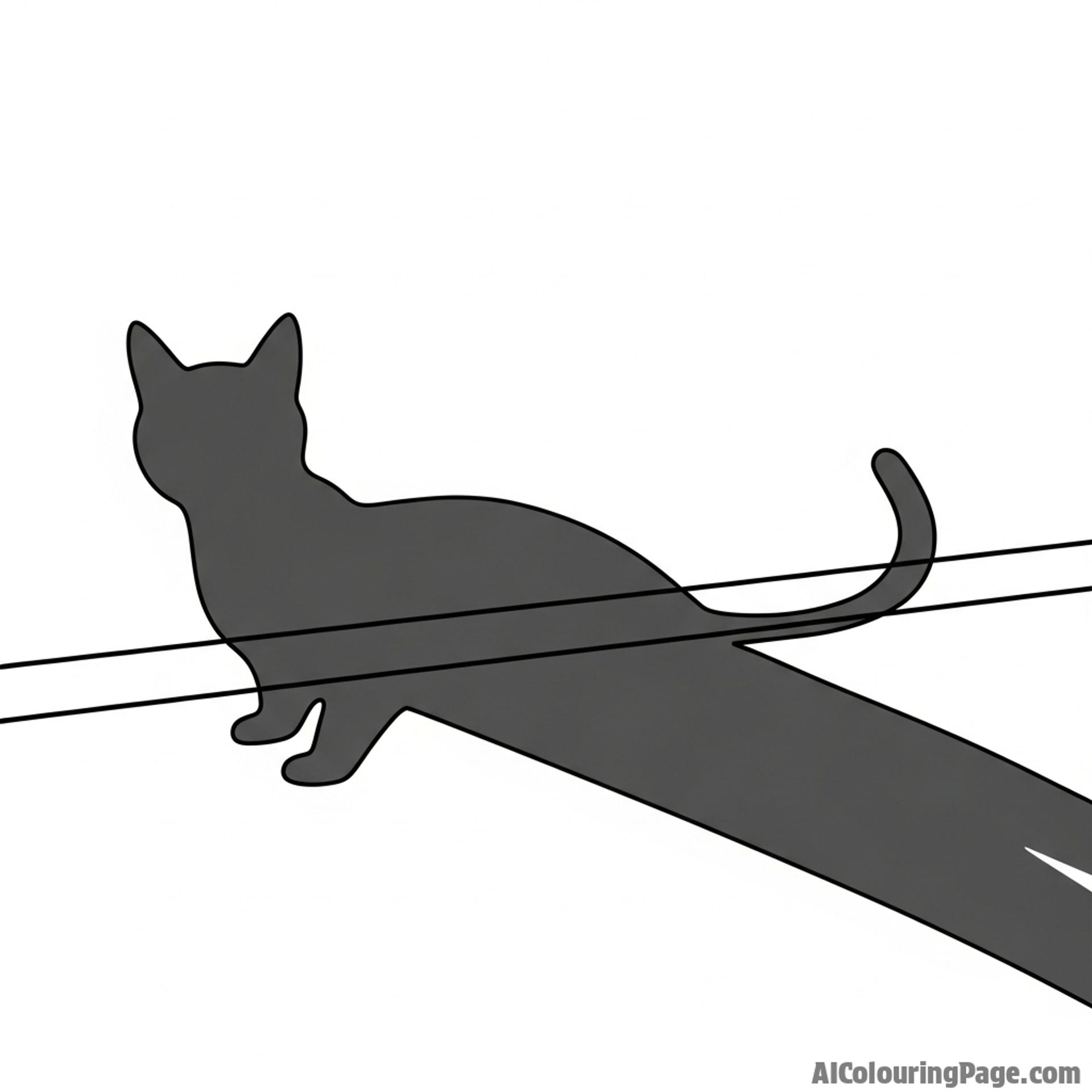 A cat's shadow, long and distorted, cast against a wall by a single light source.