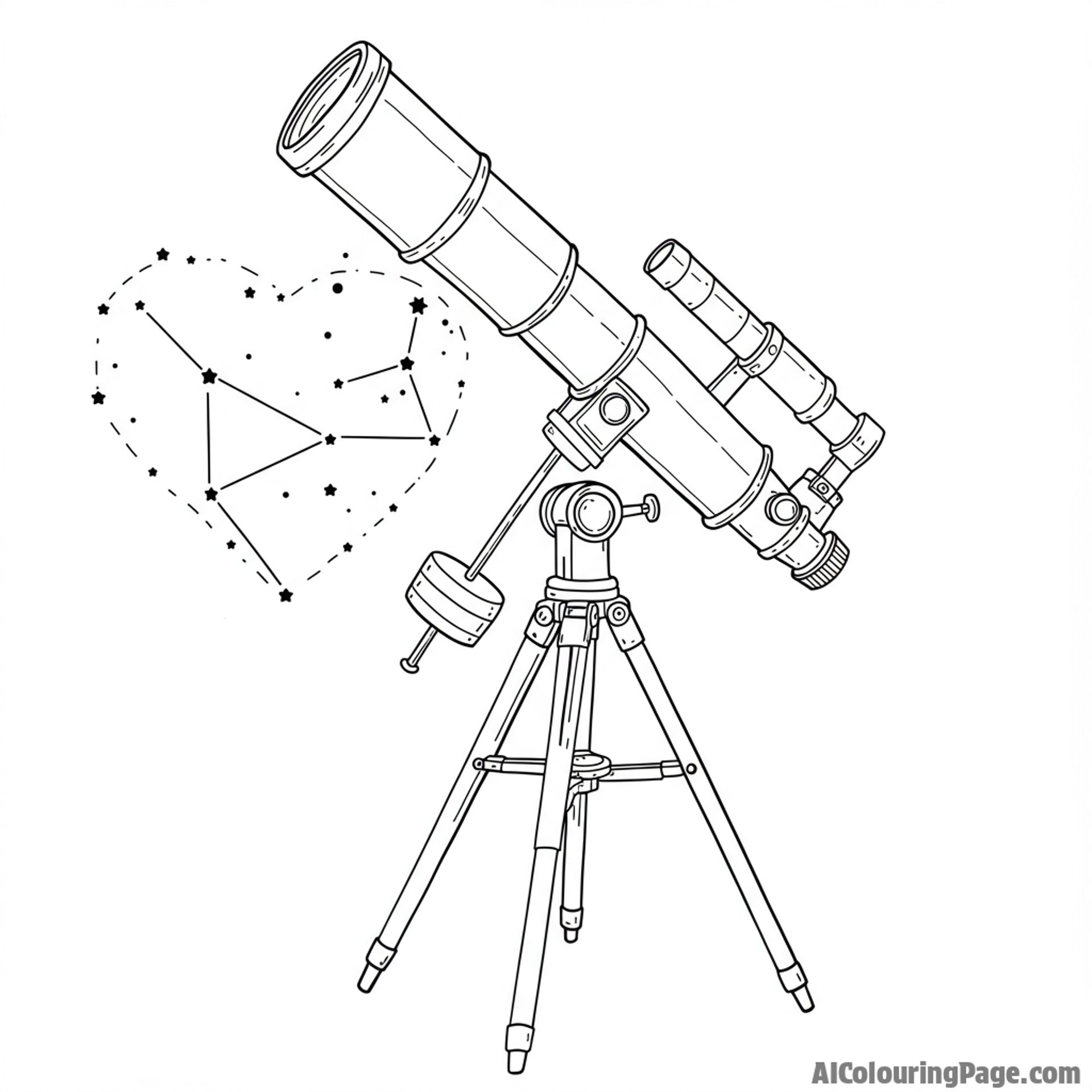 A telescope focused on a distant constellation shaped like a heart.