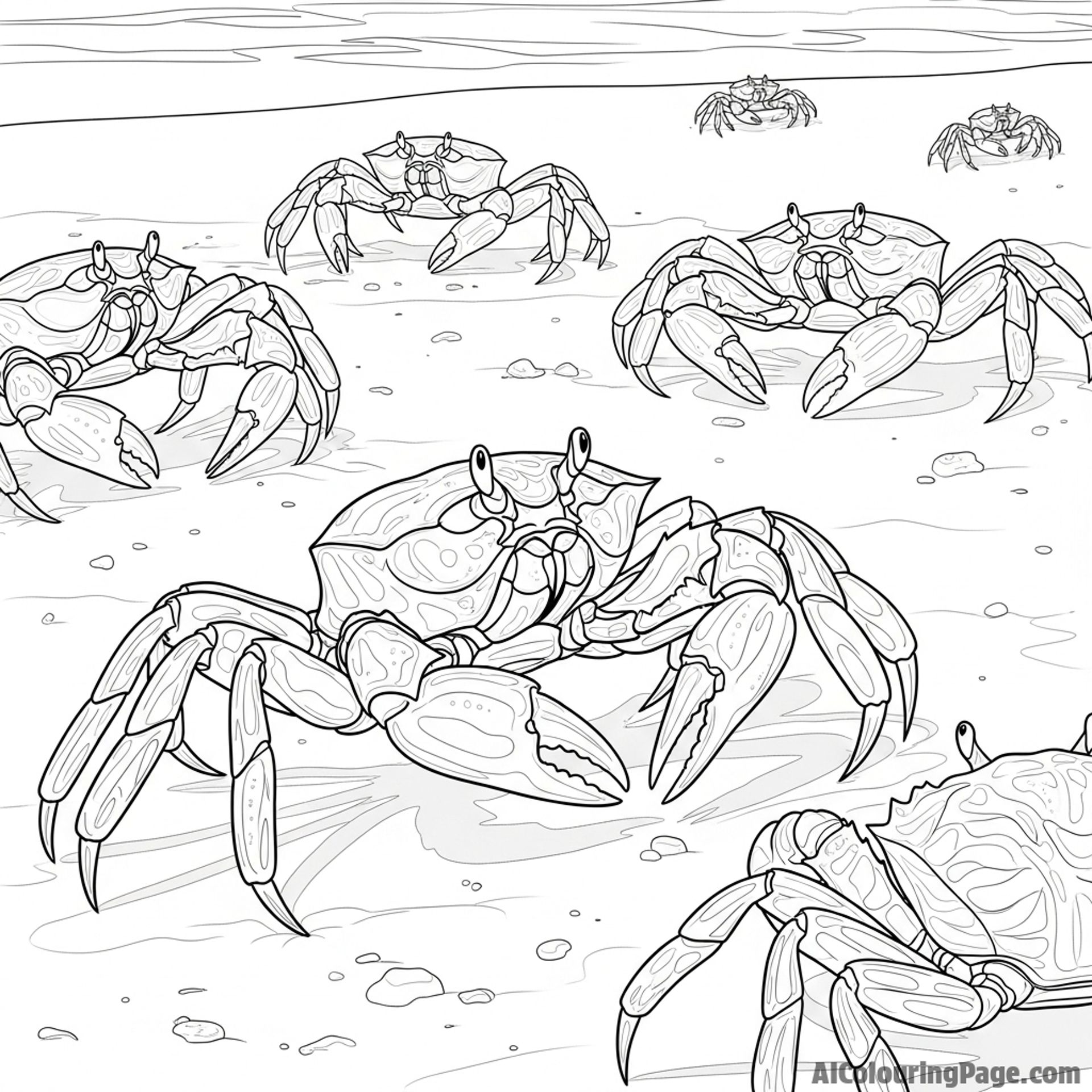 Crabs scuttling on the shore.
