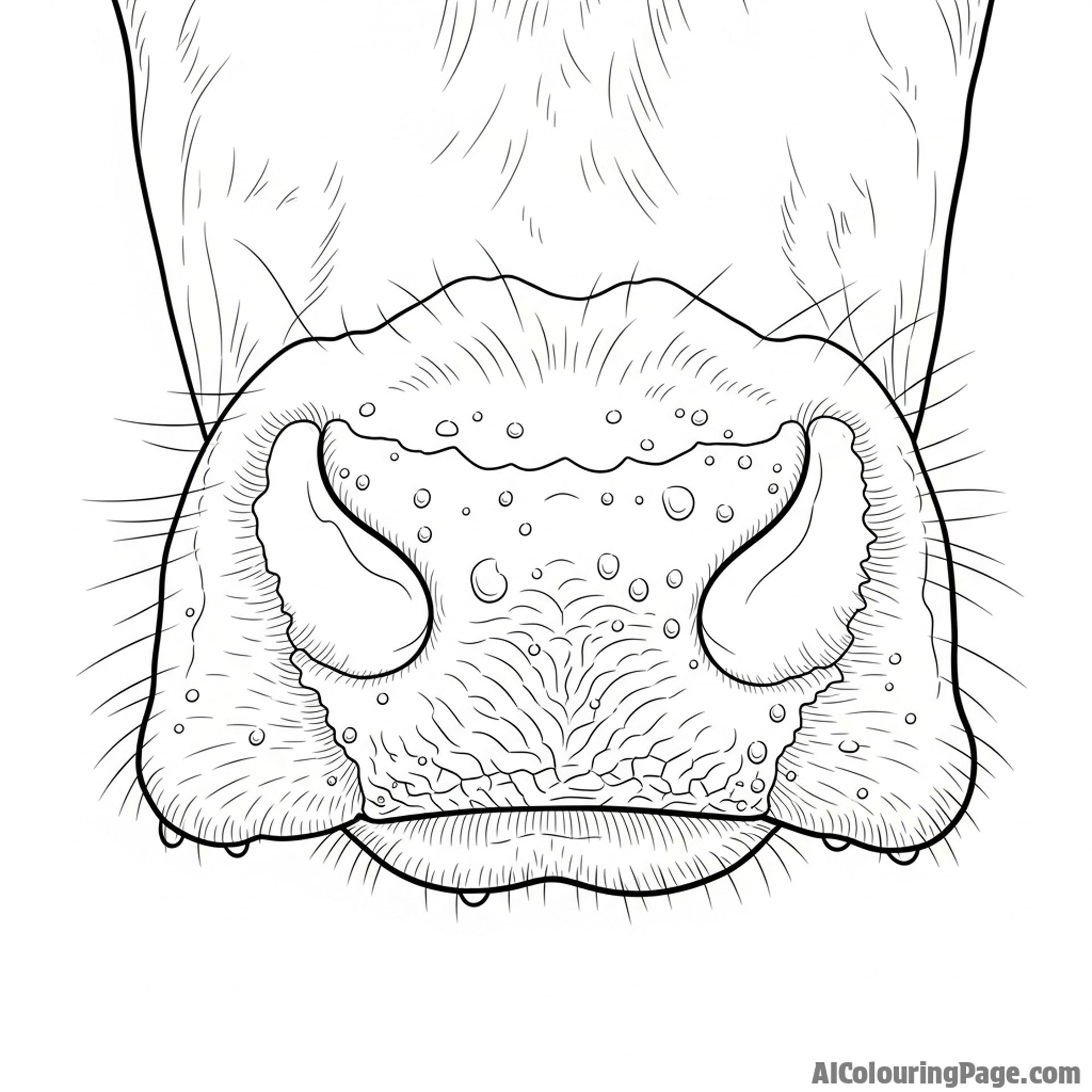 An extreme macro photograph of the intricate, leather-like patterns on a cow\'s wet nose.