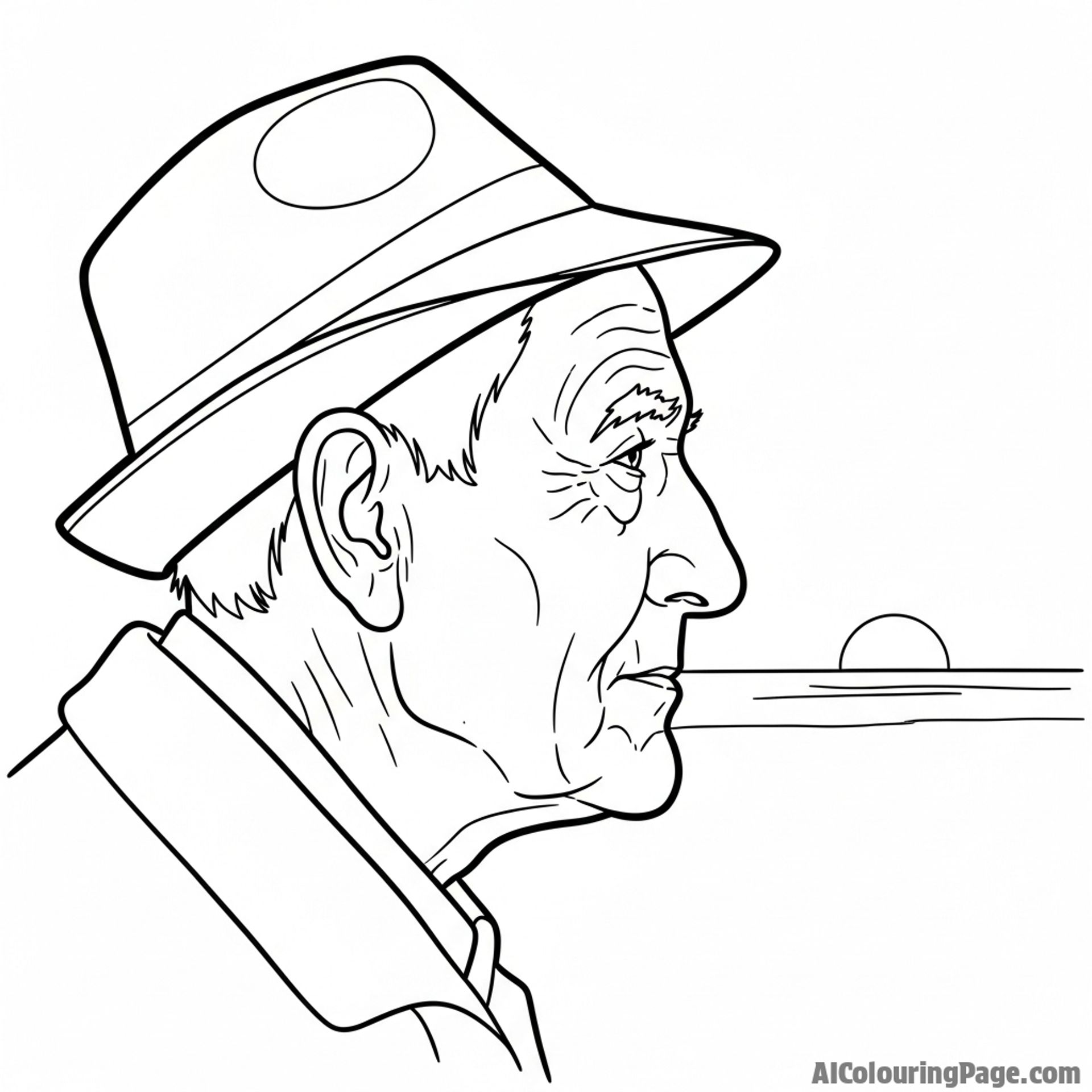 The profile of an old man watching the sunset.