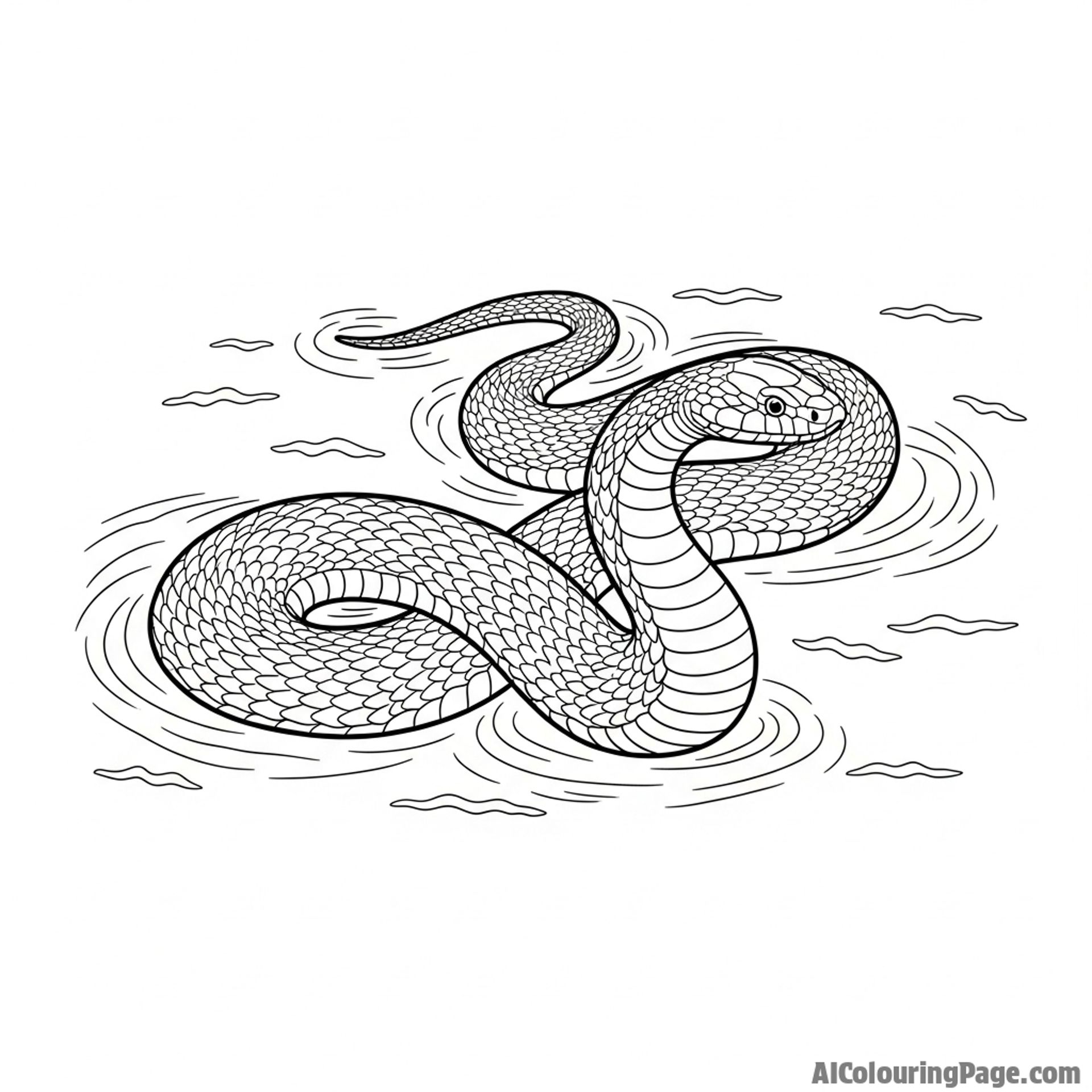 A snake swimming gracefully, its body creating powerful, serpentine undulations in clear water.