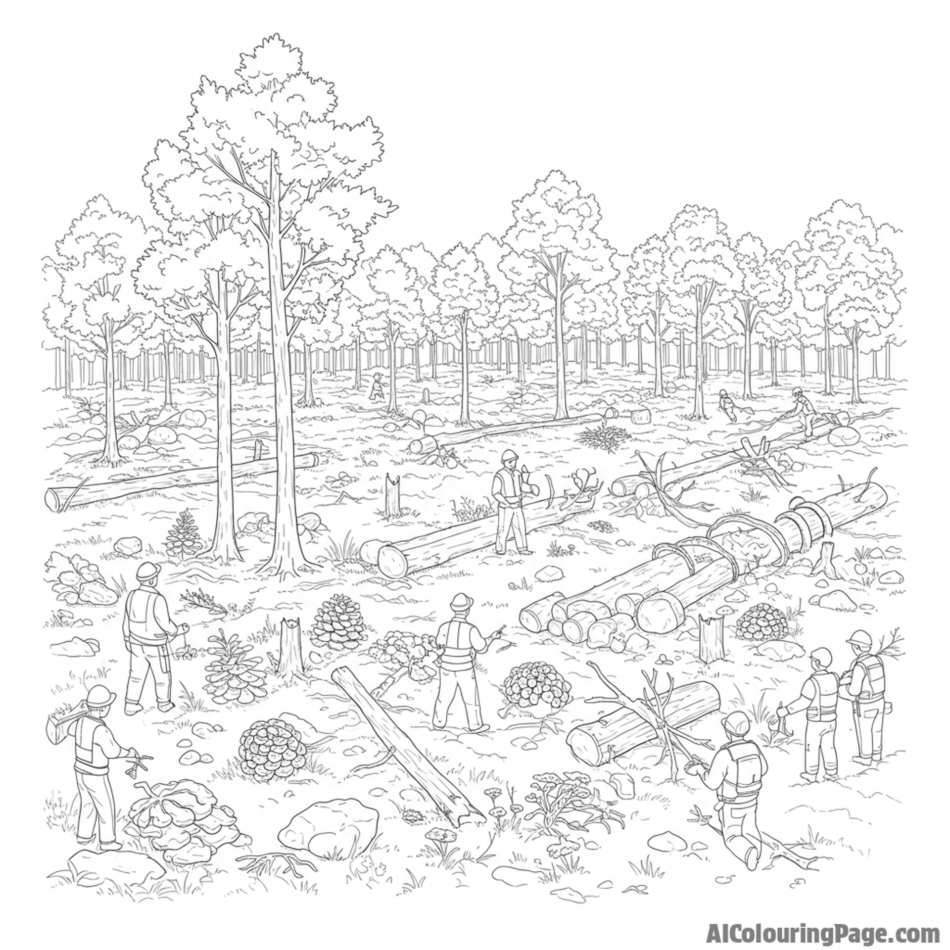 Deforested land being reforested by dedicated volunteers.