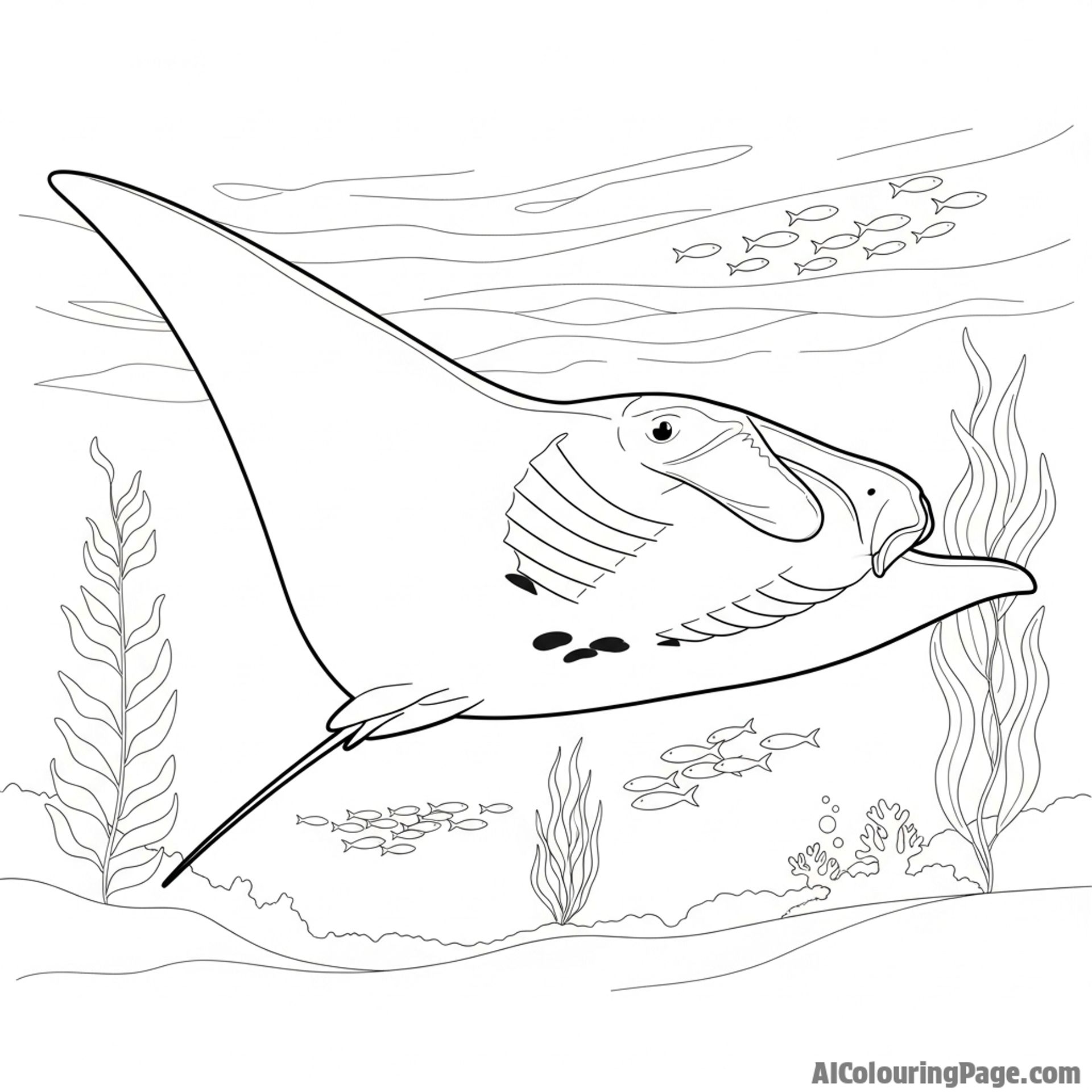 A manta ray soaring through the ocean depths like a giant, gentle bird.