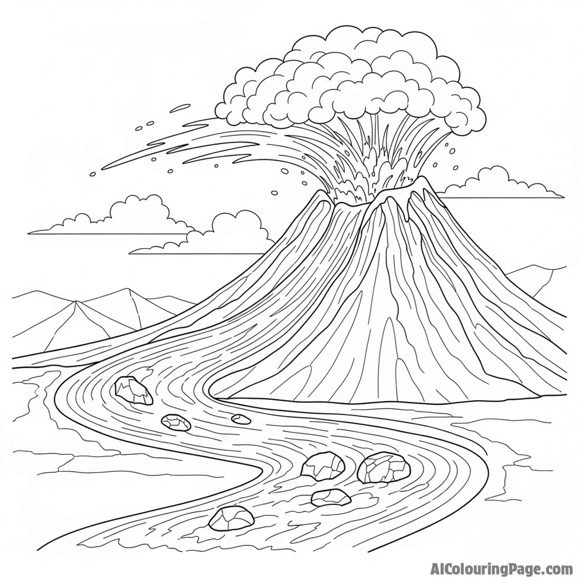 Pyroclastic flow descending a volcanic slope.