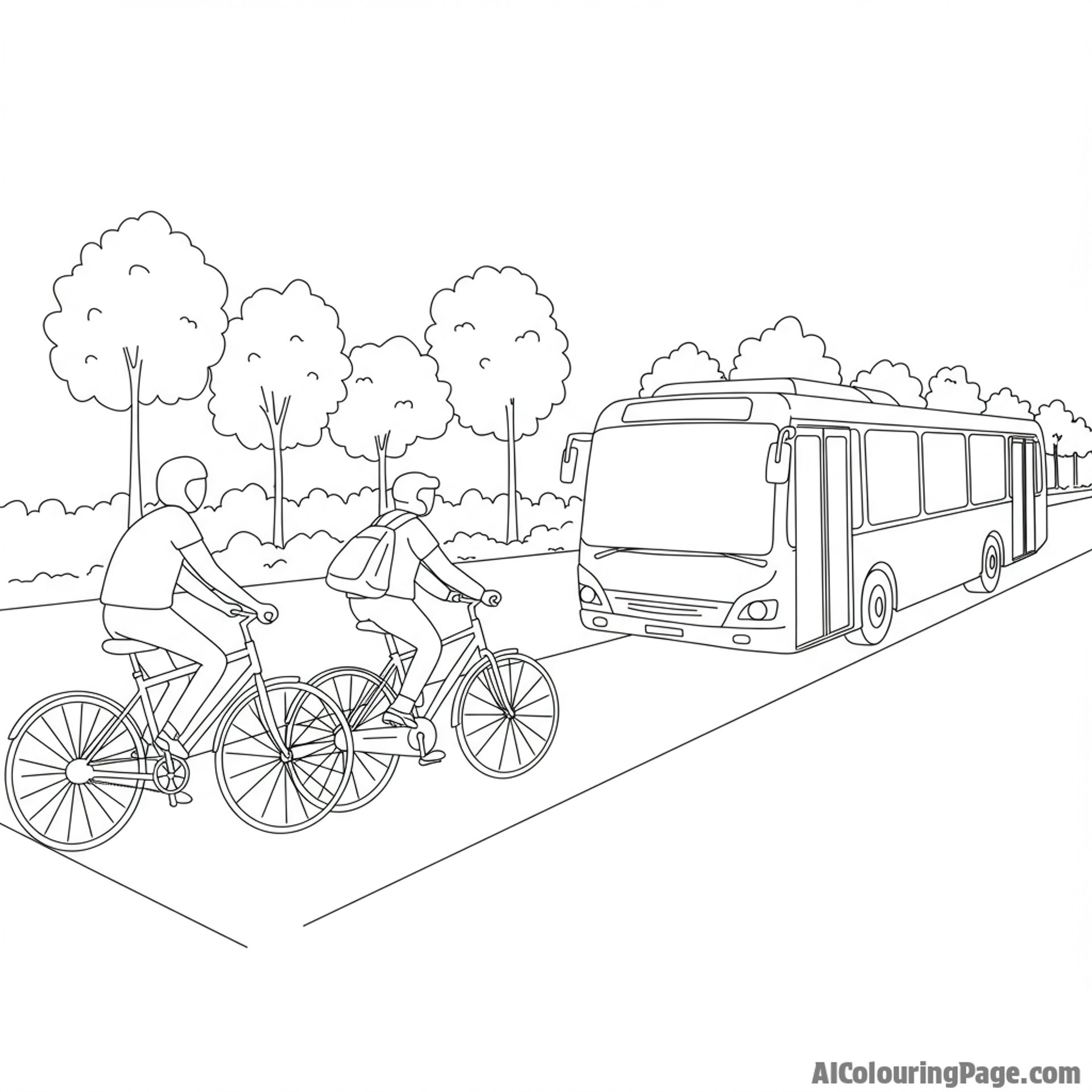 A sustainable transportation system with bicycles and buses.