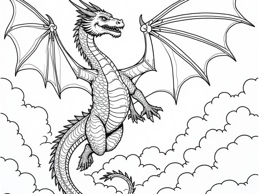 Awesome Realistic Dragon Coloring Pages